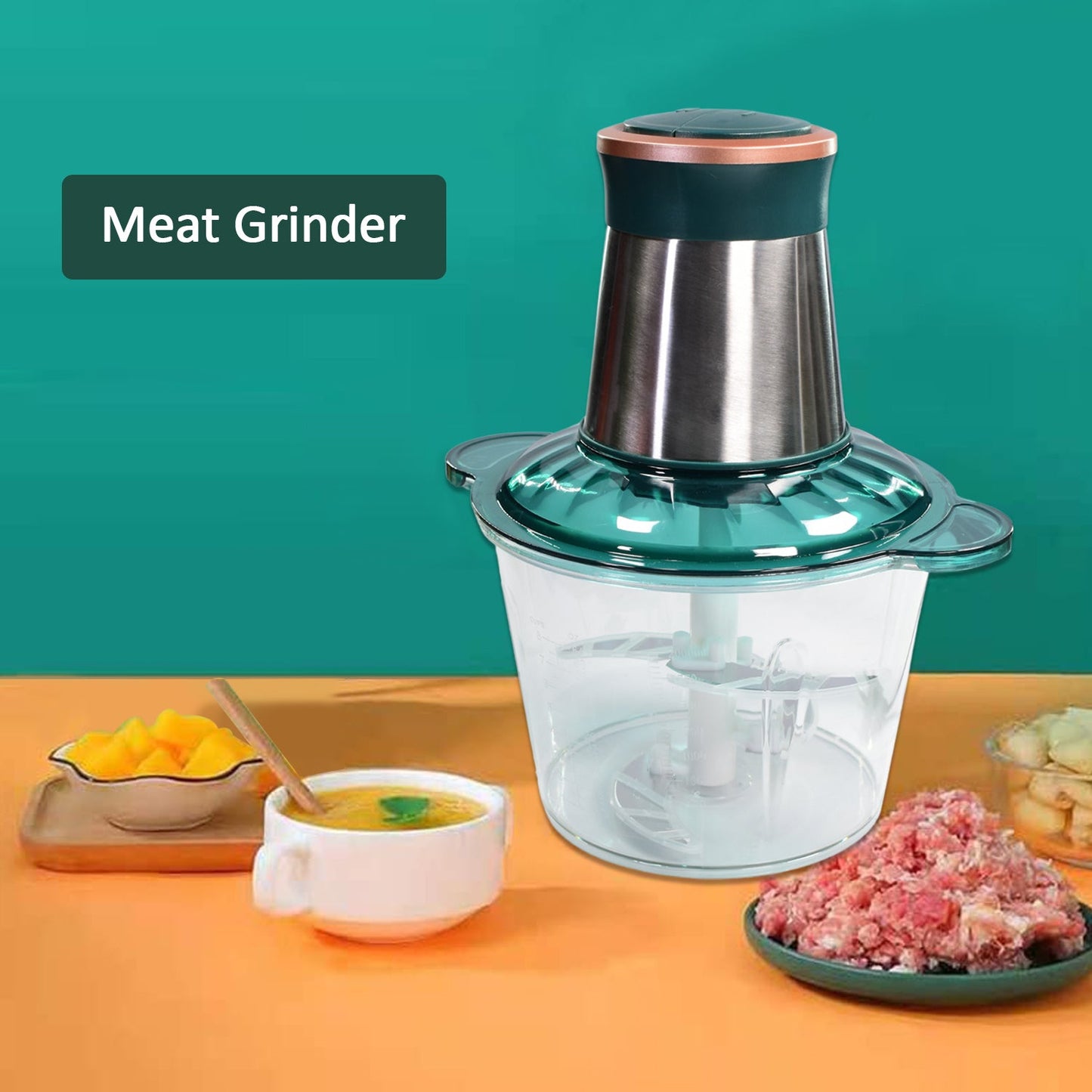 Stainless Steel Electric Meat Grinders with Bowl for Food Chopping Meat & Vegetable. - Springkart 
