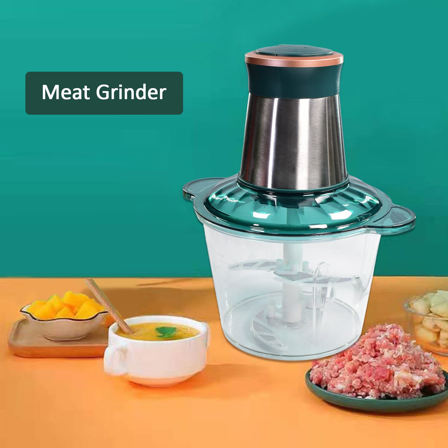 Stainless Steel Electric Meat Grinders with Bowl for Food Chopping Meat & Vegetable. - Springkart 