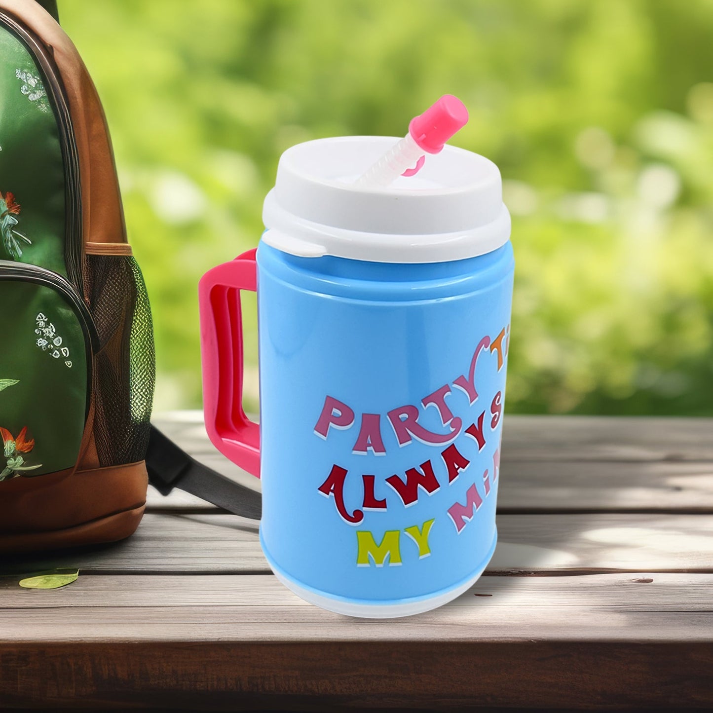 Insulated Mug with Lid Handle Flexible Straw with Cap (709 ML) - Springkart 