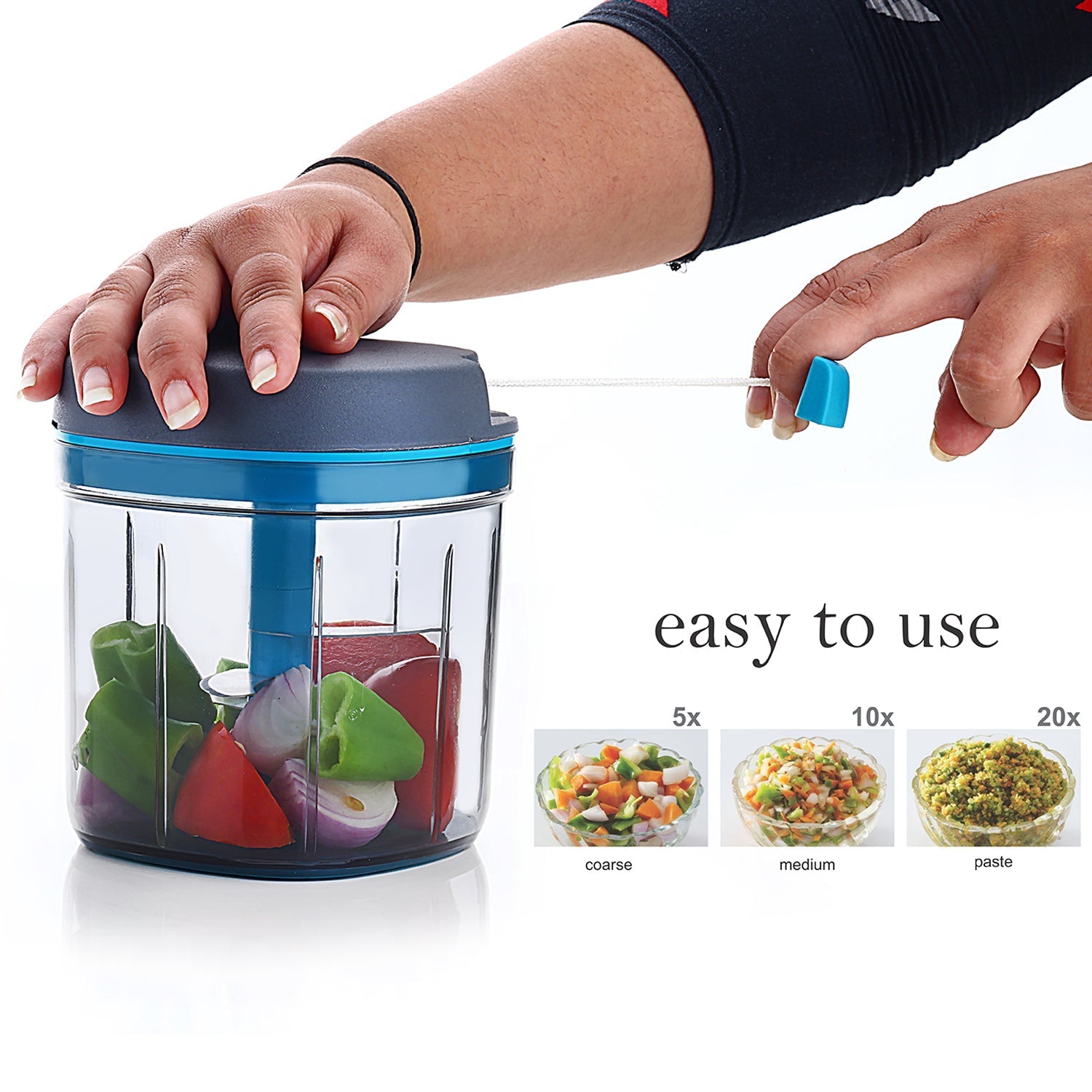 Ganesh Master Chopper with 5 Stainless Steel Blades, XL Large Jumbo Chopper (900 Ml) - Springkart 