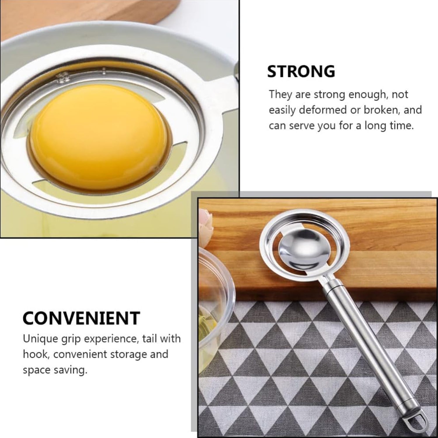 kitchen tools Egg Yolk White Separator Stainless Steel Egg White Separator Tools Eggs Yolk Filter Gadgets Kitchen Gadgets Separating Funnel Spoon Egg Divider Tools - Springkart 