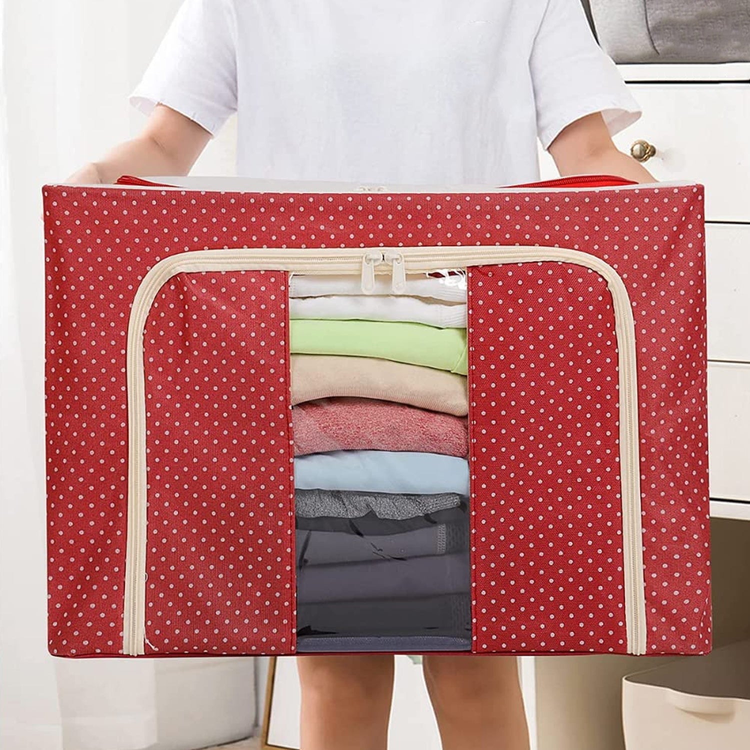 Foldable Cloth Storage Bag Storage Boxes (Pack of 1 / 50 × 31 Cm) - Springkart 