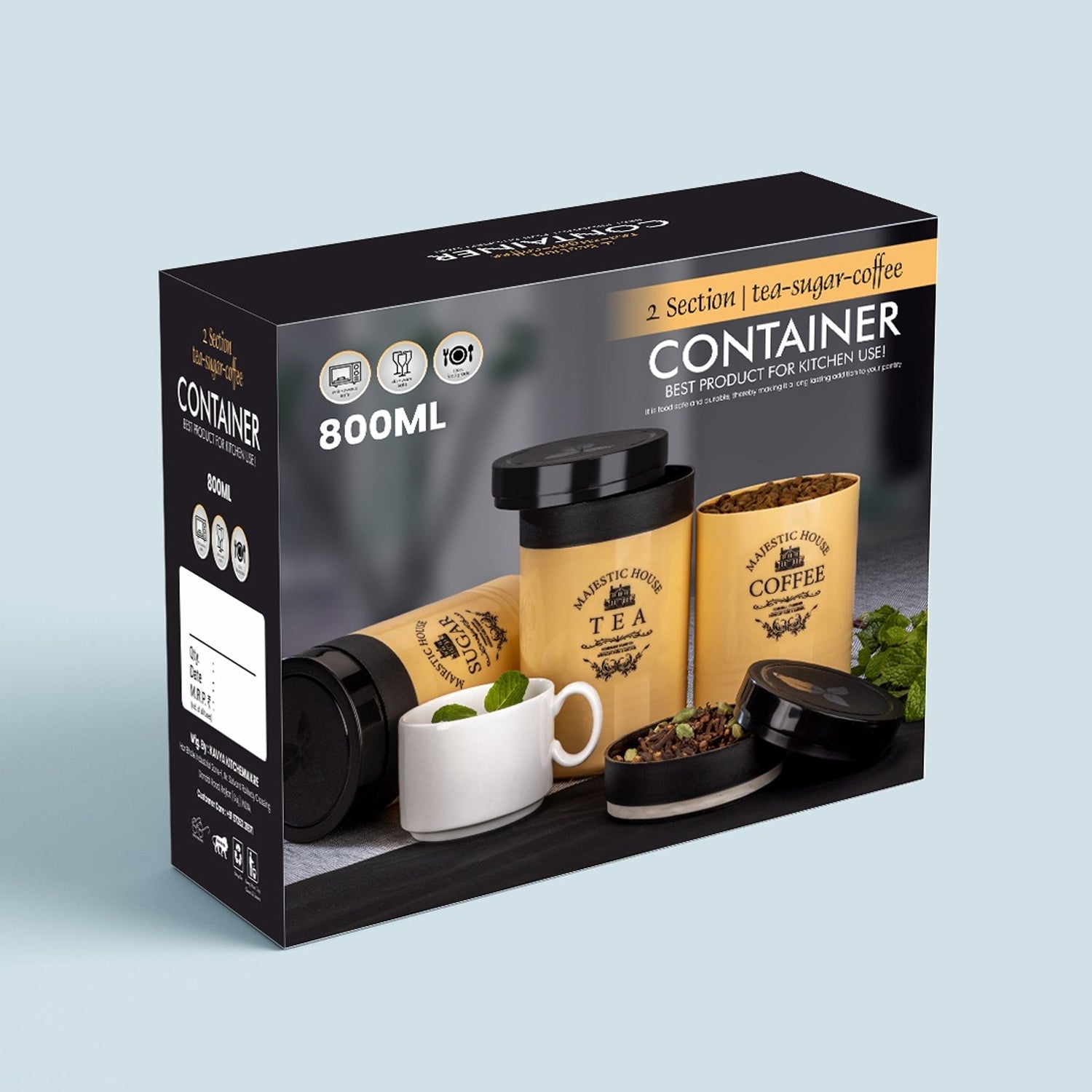 Accurate Seal Tea Sugar Coffee Container - 3 Pcs Plastic Damru Shaped Tea, Coffee, Sugar Canisters Jar, New Airtight Food Seal Containers for Salt, Dry Fruit, Grocery Multicolor (3 Pcs Set) - Springkart 
