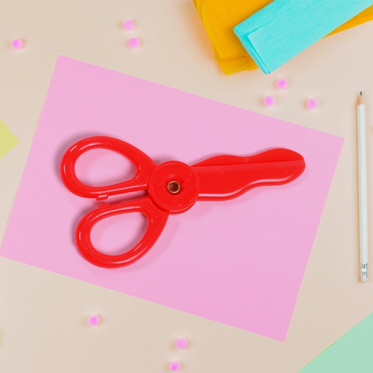 Child-Safe Plastic Scissors Set for Toddlers & Preschool Kids - Art & Craft Supplies - Springkart 