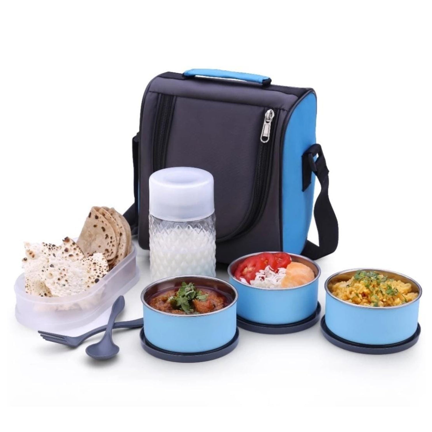 All in One Lunch Box With Fabric Bag For Office & School Use - Springkart 