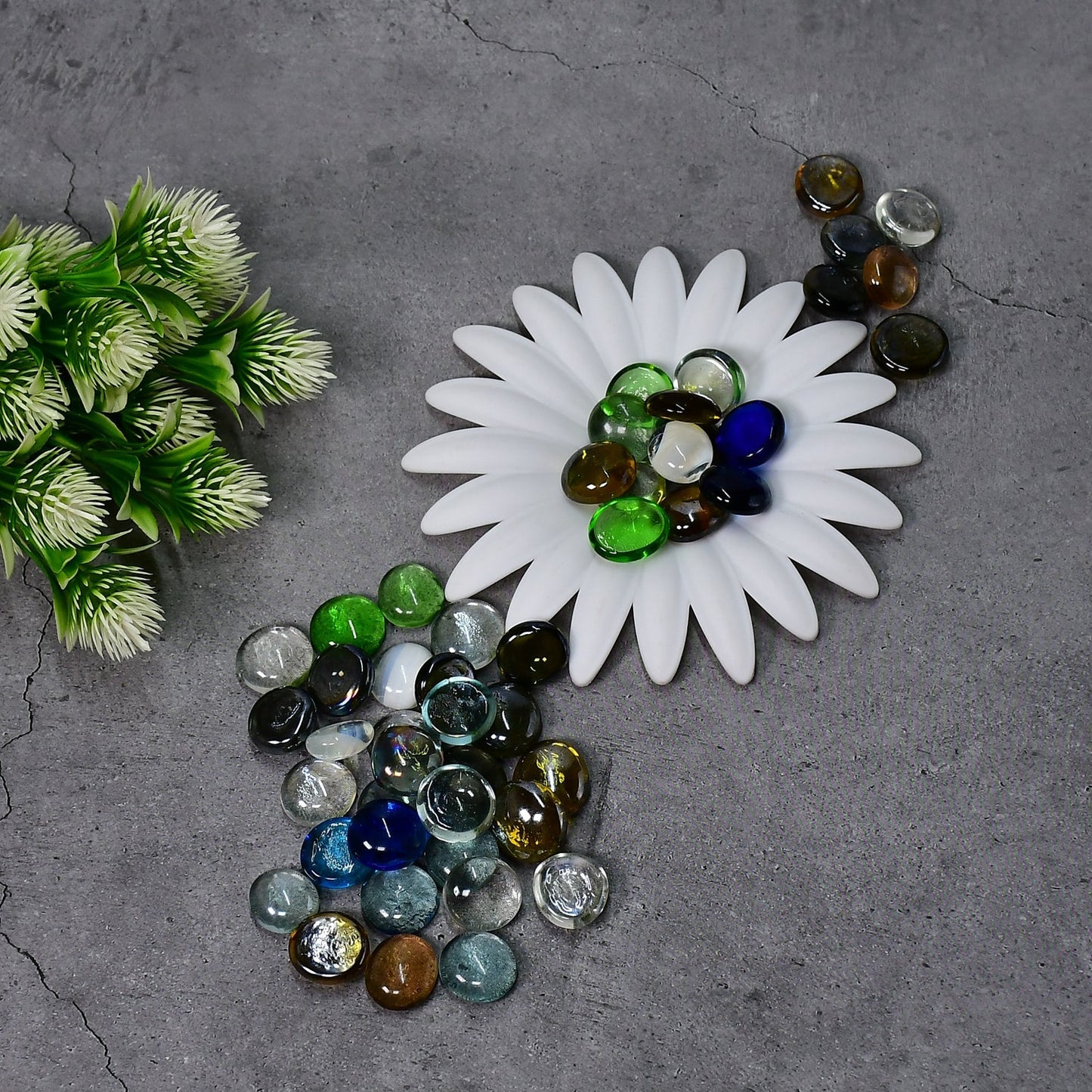 Glass Gem Stone, Flat Round Marbles Pebbles for Vase Fillers, Attractive pebbles for Aquarium Fish Tank. - Springkart 
