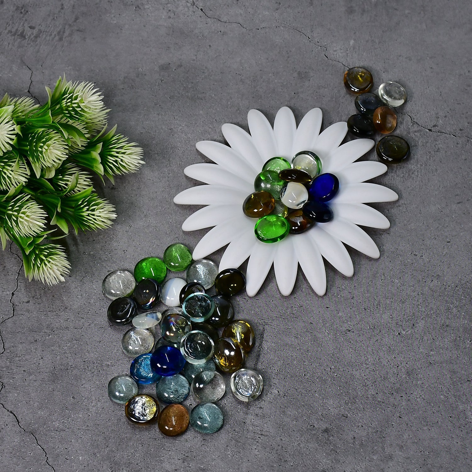 Glass Gem Stone, Flat Round Marbles Pebbles for Vase Fillers, Attractive pebbles for Aquarium Fish Tank. - Springkart 