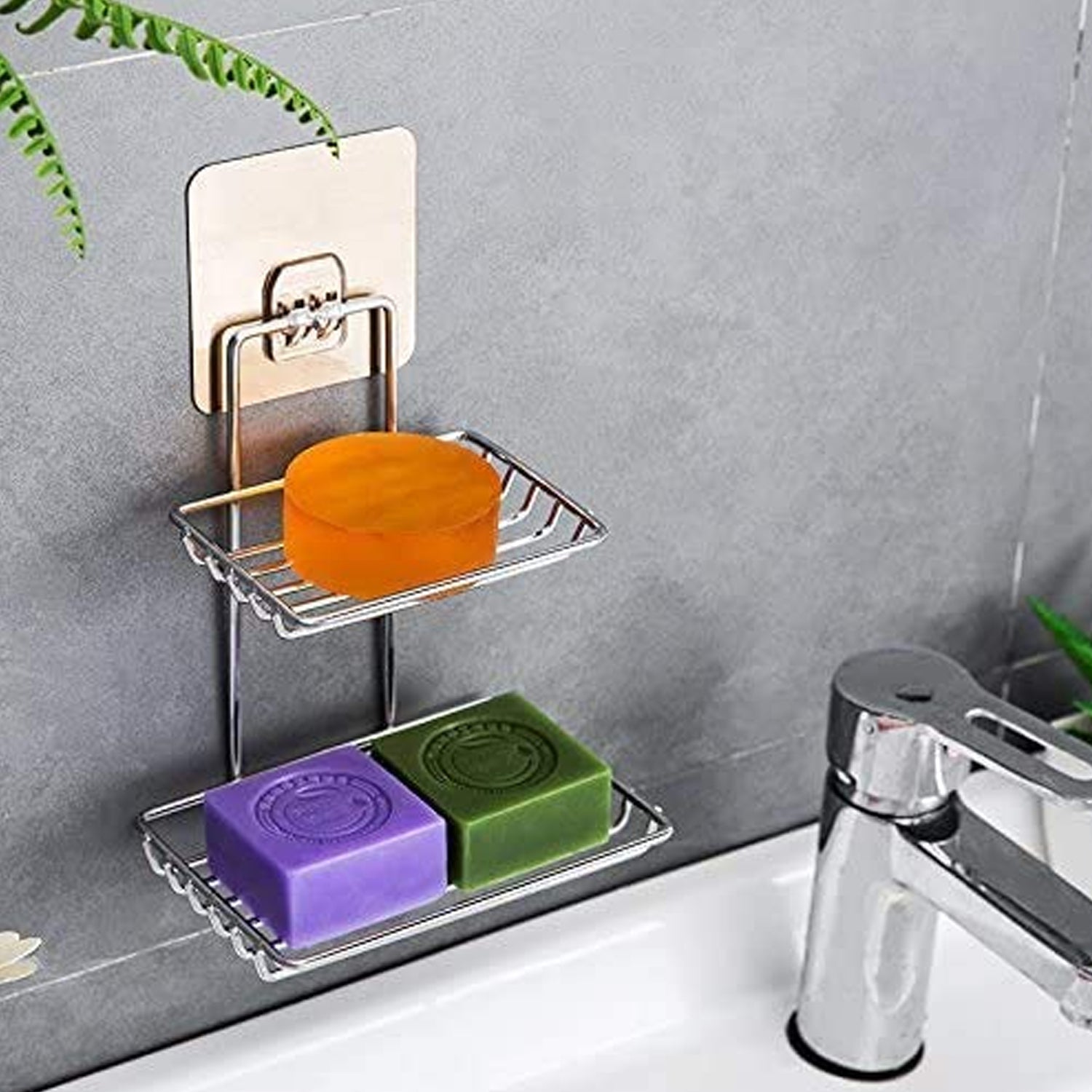 Kitchen Bathroom Soaps Storage Rack with 2 Hook for Home - Springkart 
