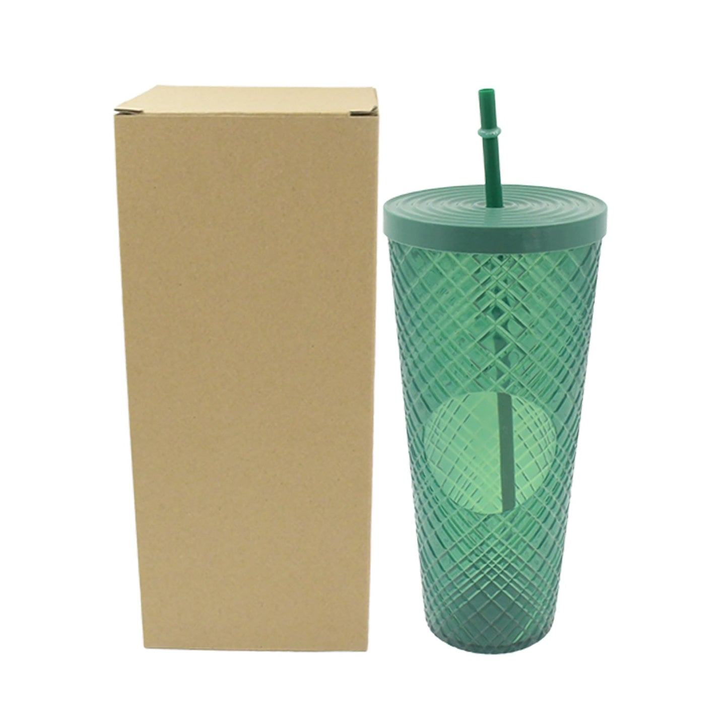 Cup with Straw & LED Lighting Reusable Matte Studded Tumbler with Leak Proof Lid Water Cup Travel Mug Coffee Ice Water Bottle Double Walled Insulated Tumbler BPA Free (1 Pc) - Springkart 