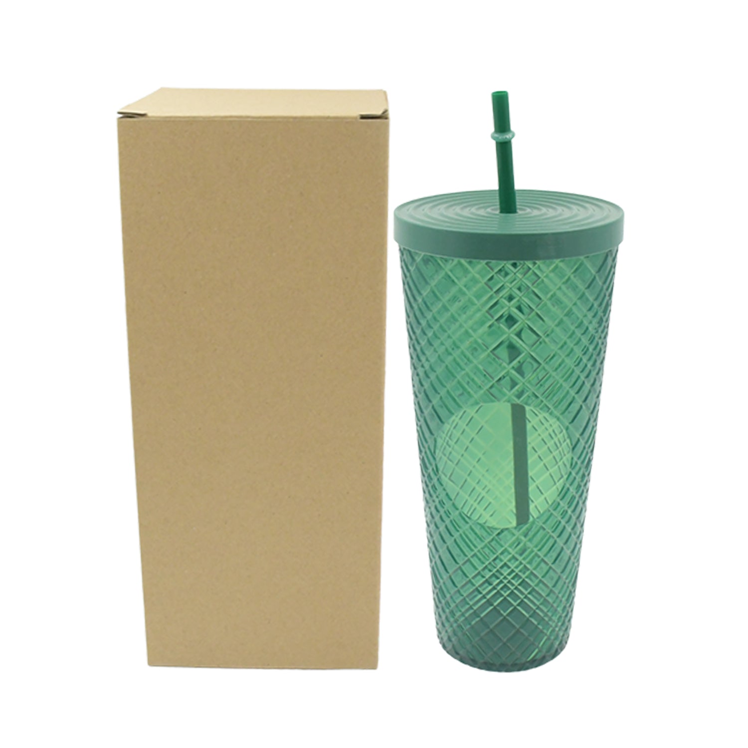 Cup with Straw & LED Lighting Reusable Matte Studded Tumbler with Leak Proof Lid Water Cup Travel Mug Coffee Ice Water Bottle Double Walled Insulated Tumbler BPA Free (1 Pc) - Springkart 