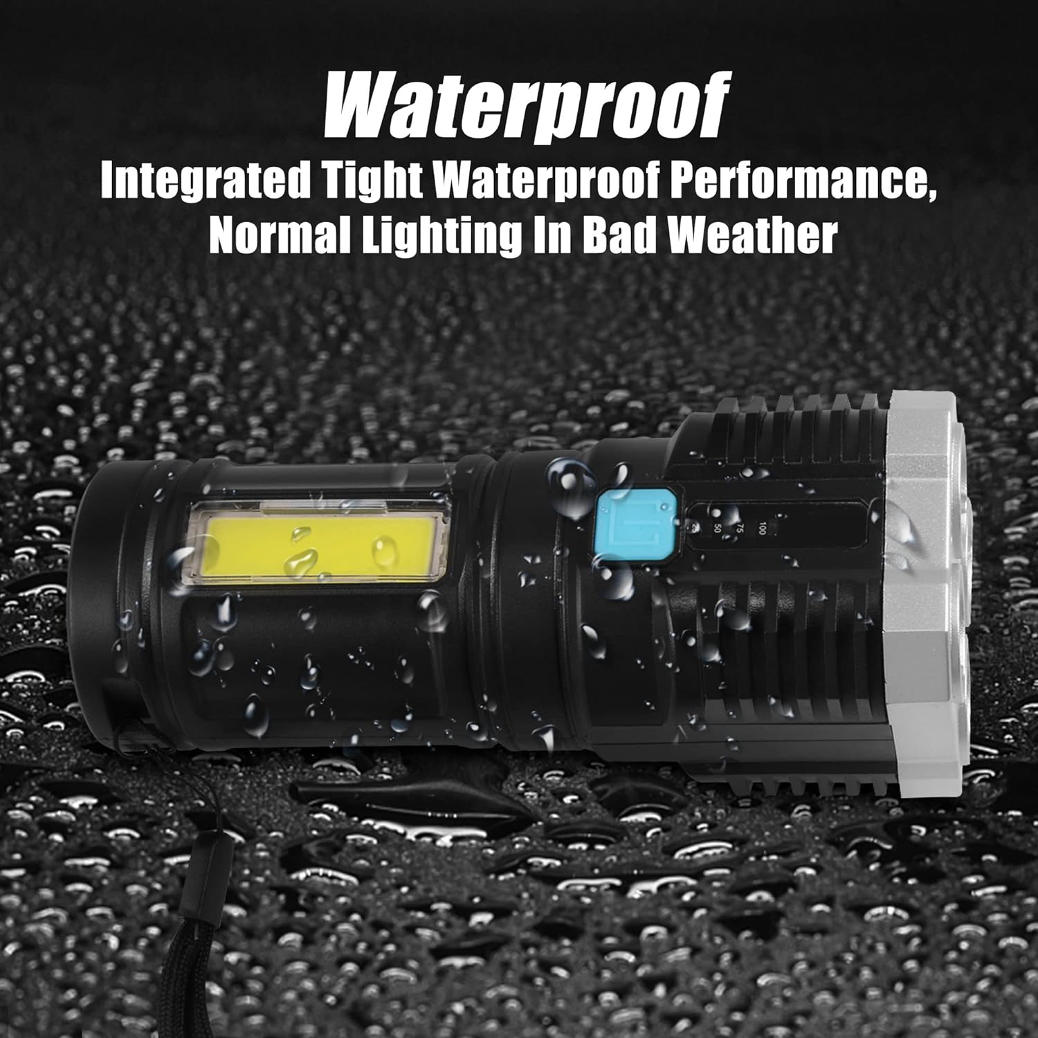 Multifunctional Strong 4 LED Torch Light, Portable Rechargeable Flashlight Long Distance Beam Range 800 Lumens COB Light 4 Mode Emergency for Hiking, Walking, Camping (4 LED Torch) - Springkart 