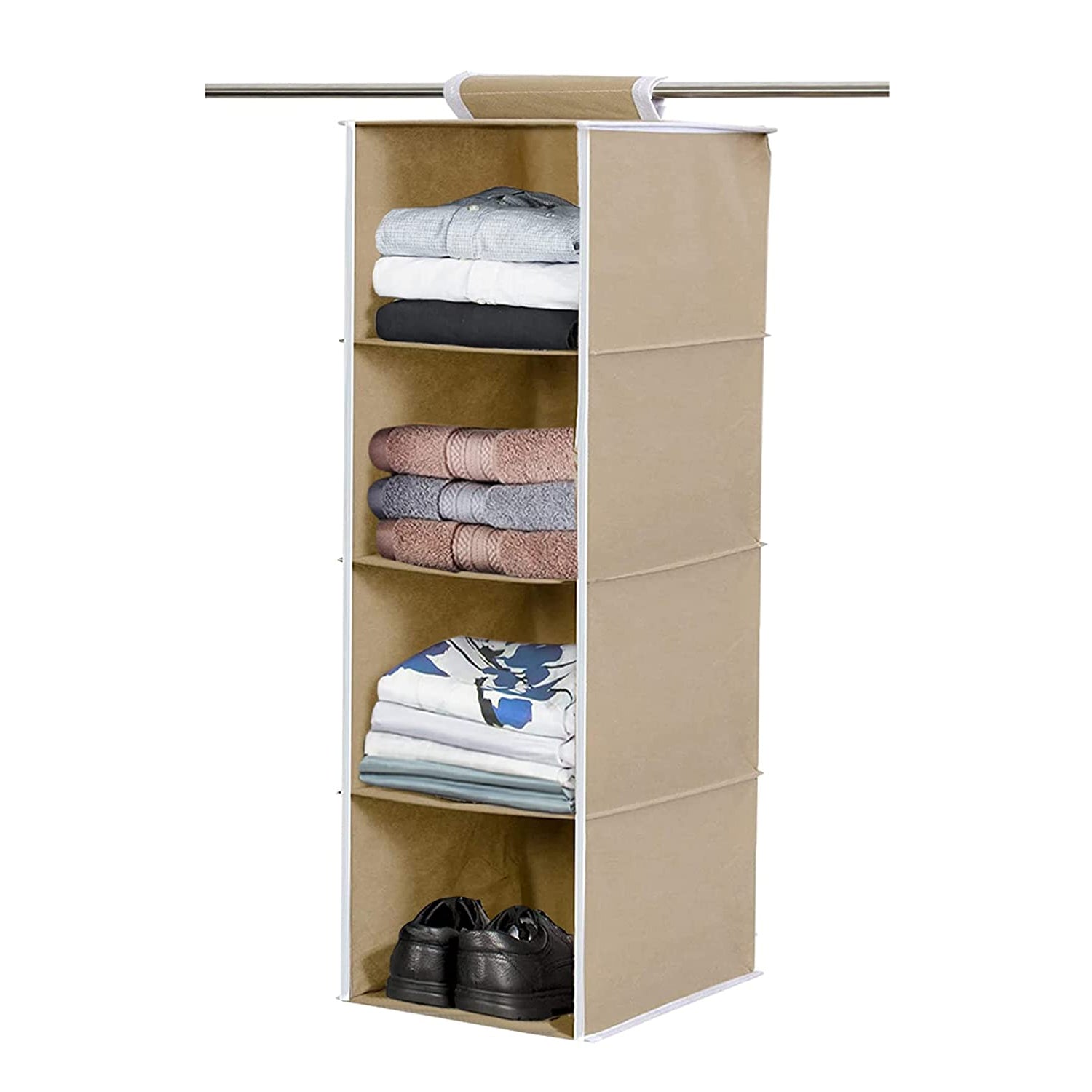 Fabric Hanging 4-Shelf Closet Cloth Organizer - Springkart 