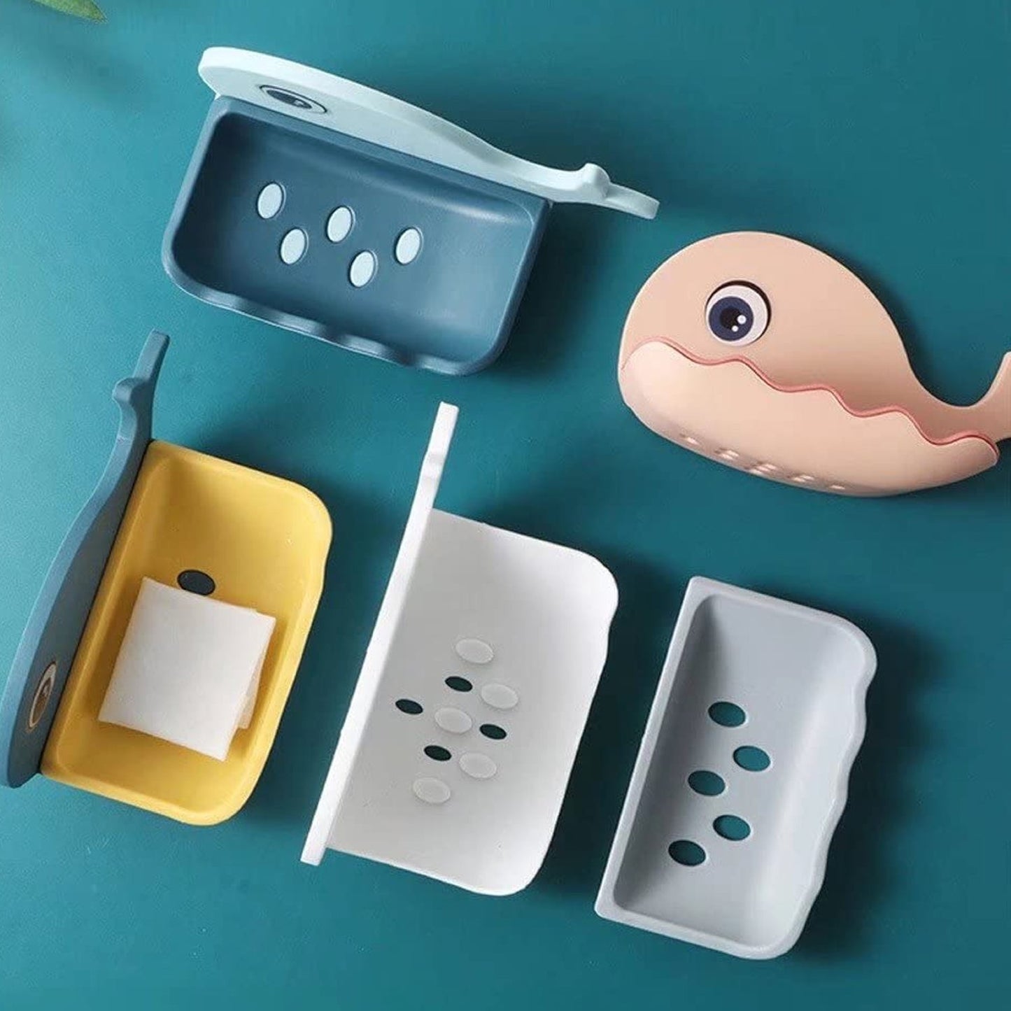 Fish Shape Double Layer Adhesive Waterproof Wall Mounted Soap Bar Holder Stand Rack for Bathroom Shower Wall Kitchen - Springkart 