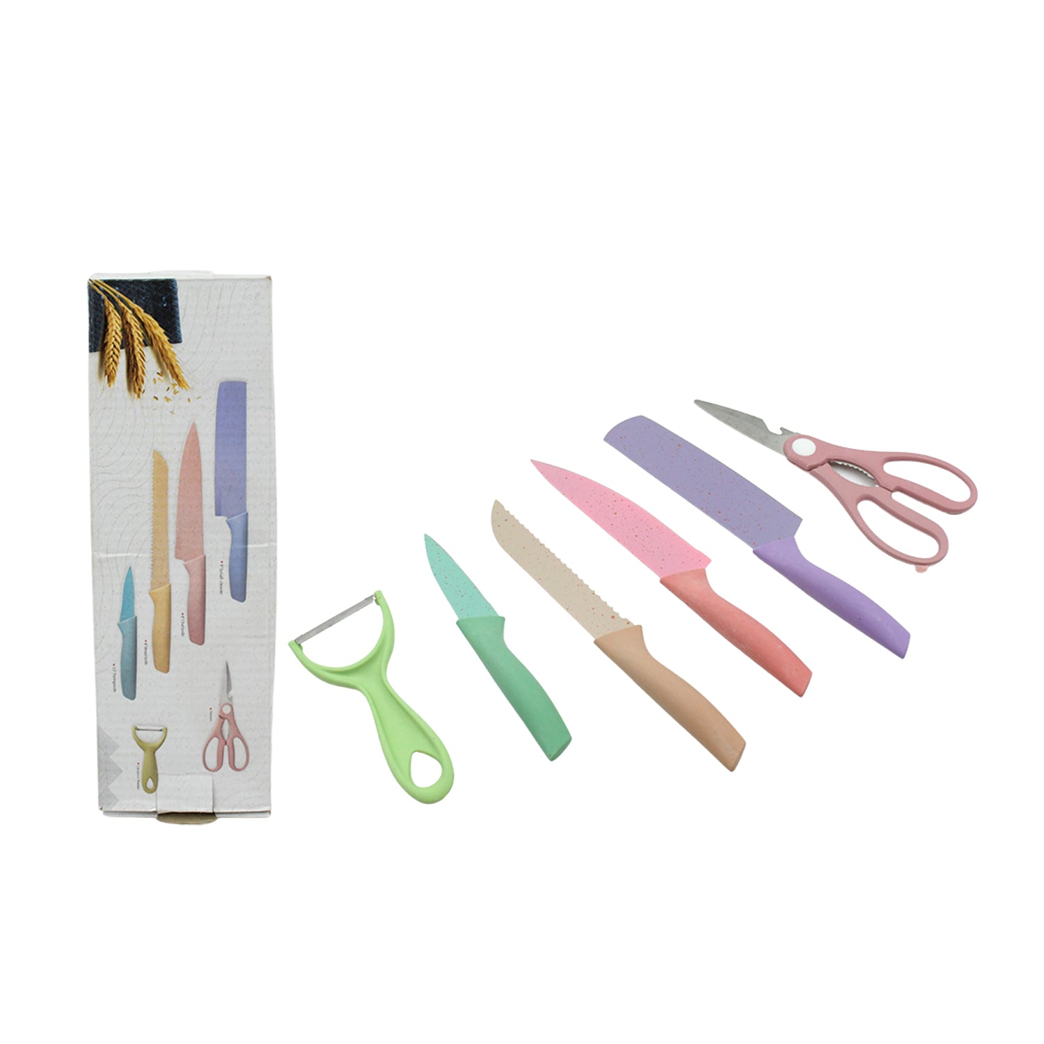 Corrugated 6Pc Kitchen Knife Set Professional Box Knife Set 6 Piece Forged Kitchen Knives with Box. - Springkart 