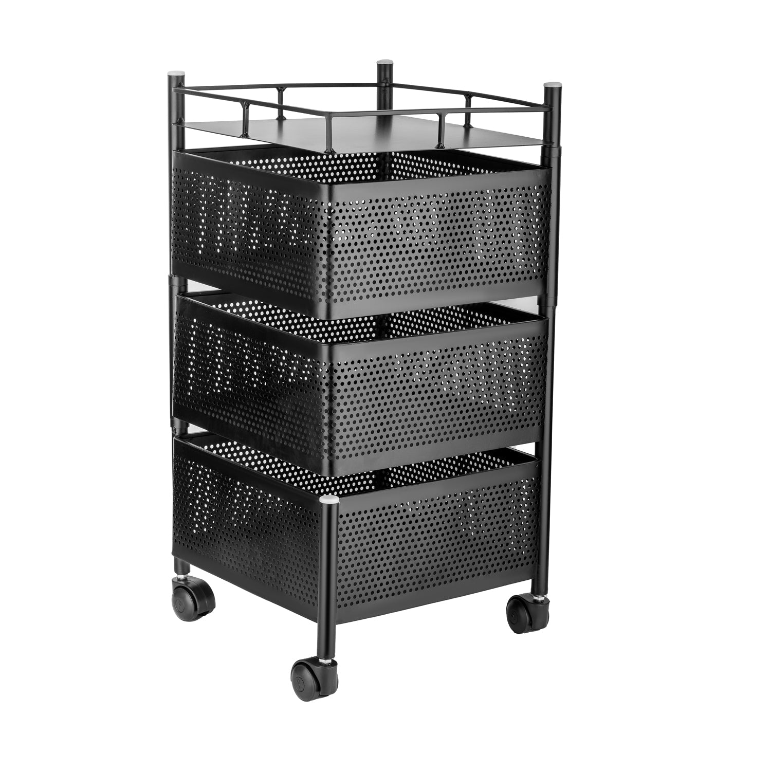 Metal High Quality Kitchen Trolley Kitchen Organizer Items and Kitchen Accessories Items for Kitchen Rack Square Design for Fruits & Vegetable Onion Storage Kitchen Trolley with Wheels (3 Layer) - Springkart 