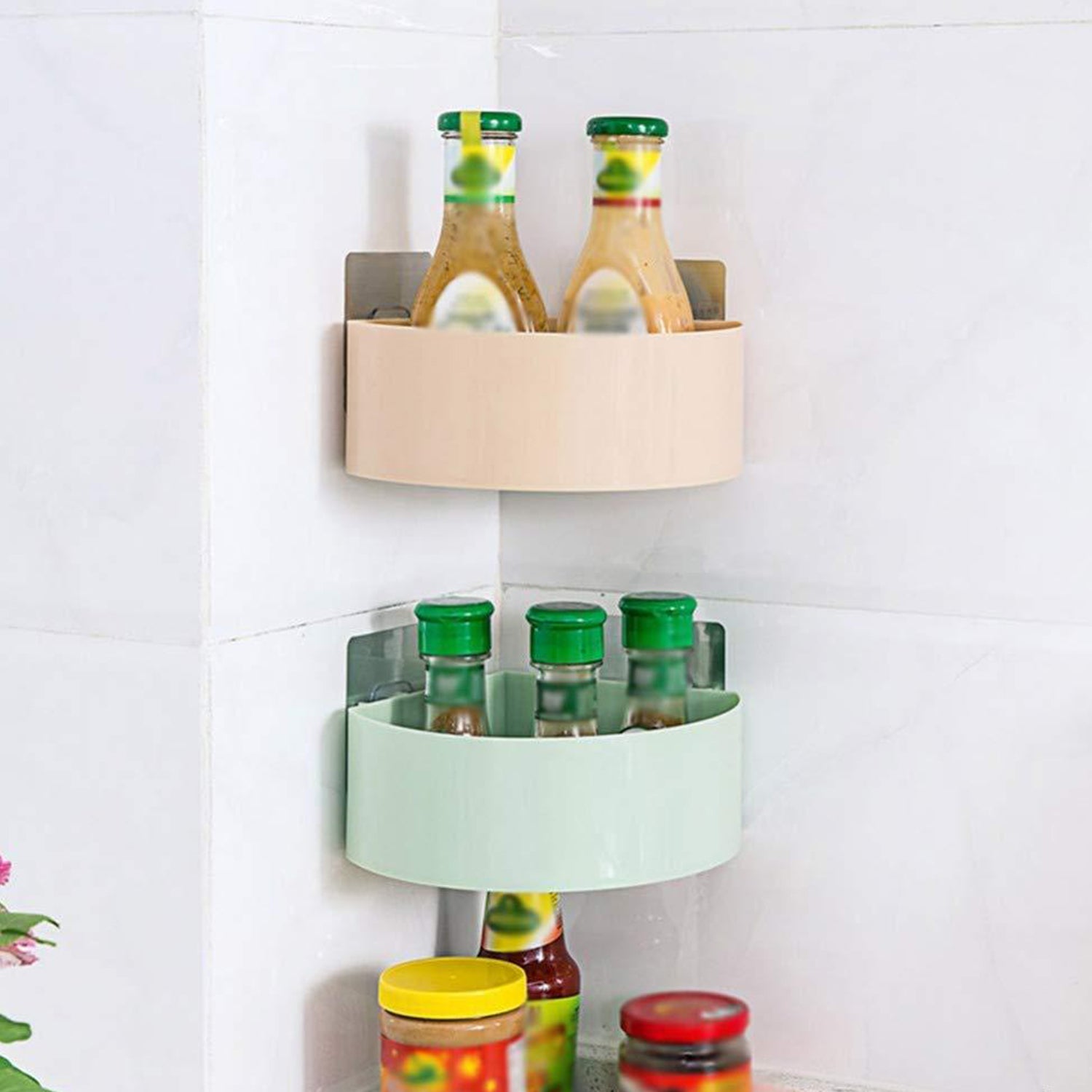 Plastic Multipurpose Kitchen Bathroom Shelf Wall Holder Storage Rack (Loose Pack) - Springkart 