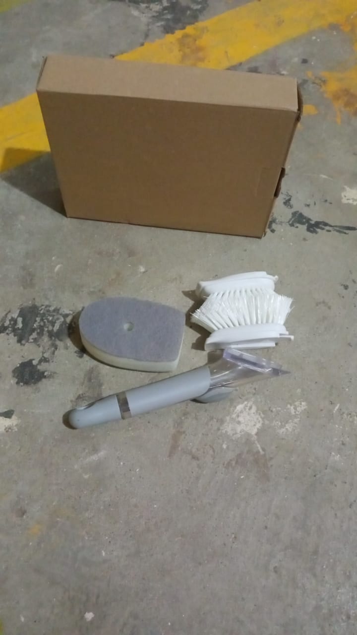 Dish Scrubber with Soap Dispenser, Soap Dispensing Dish Brush Set (1 Set / With Brown Box) - Springkart 