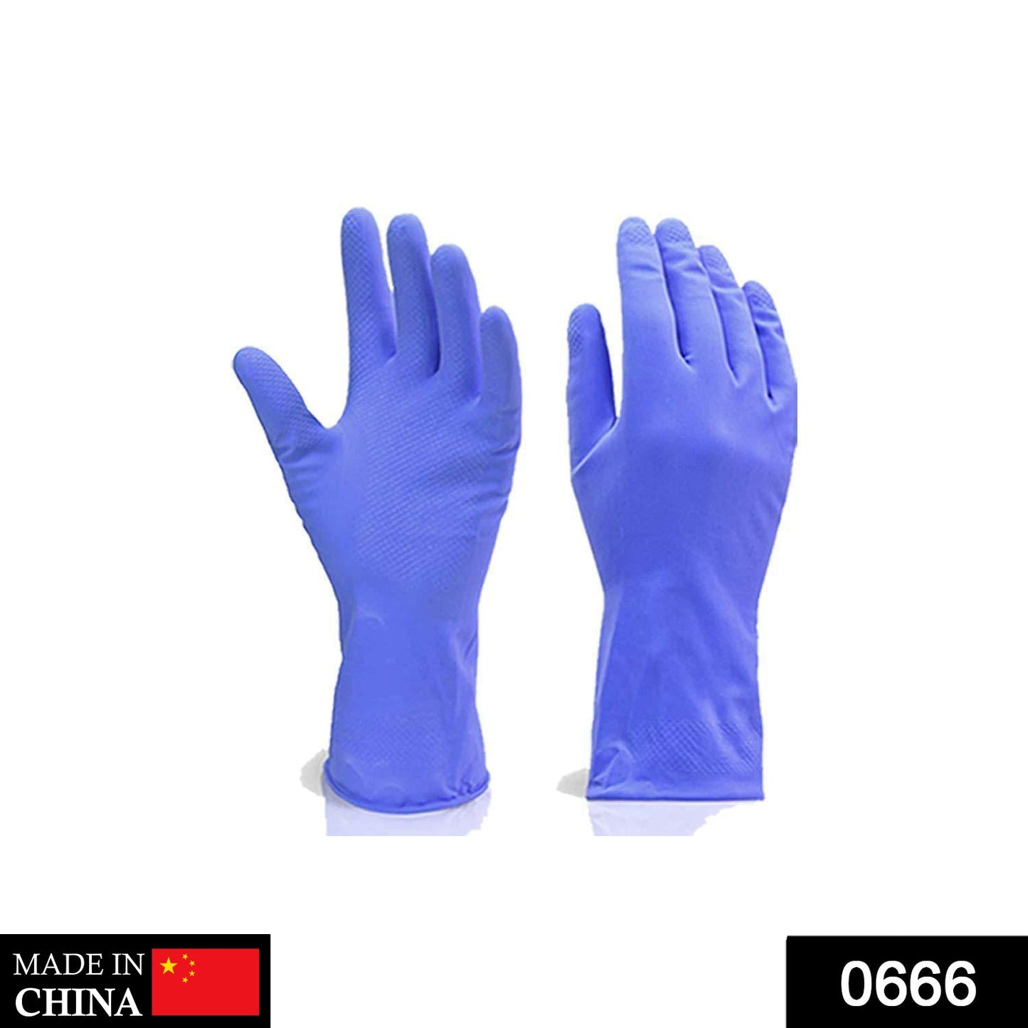 Flock line Reusable Rubber Hand Gloves (Blue) - 1pc - Springkart 