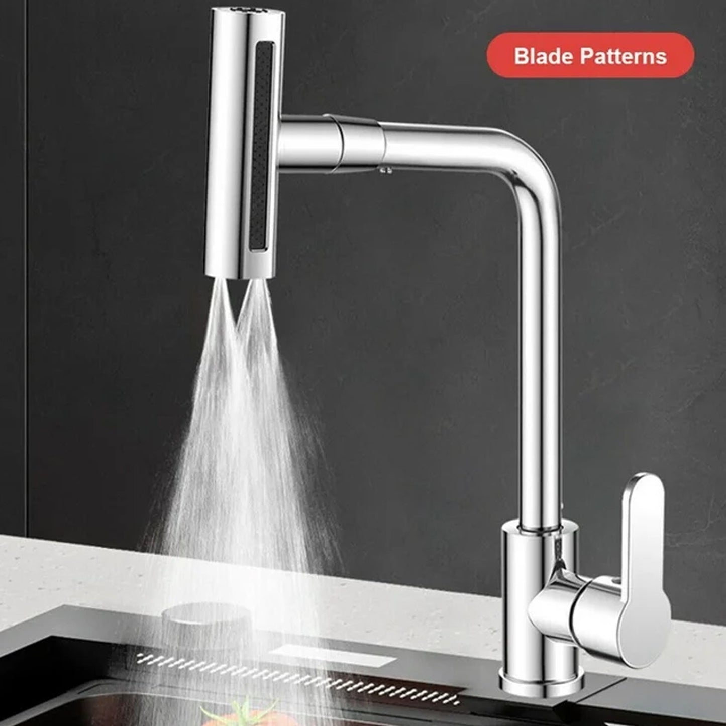 Multifunction Shower Waterfall Kitchen Faucet, 360° Rotation Waterfall Kitchen Faucet, Touch Kitchen Faucet, Faucet Extender for Kitchen Sink, Swivel Waterfall Kitchen Faucet for Washing Vegetable Fruit (4 In 1 ) - Springkart 