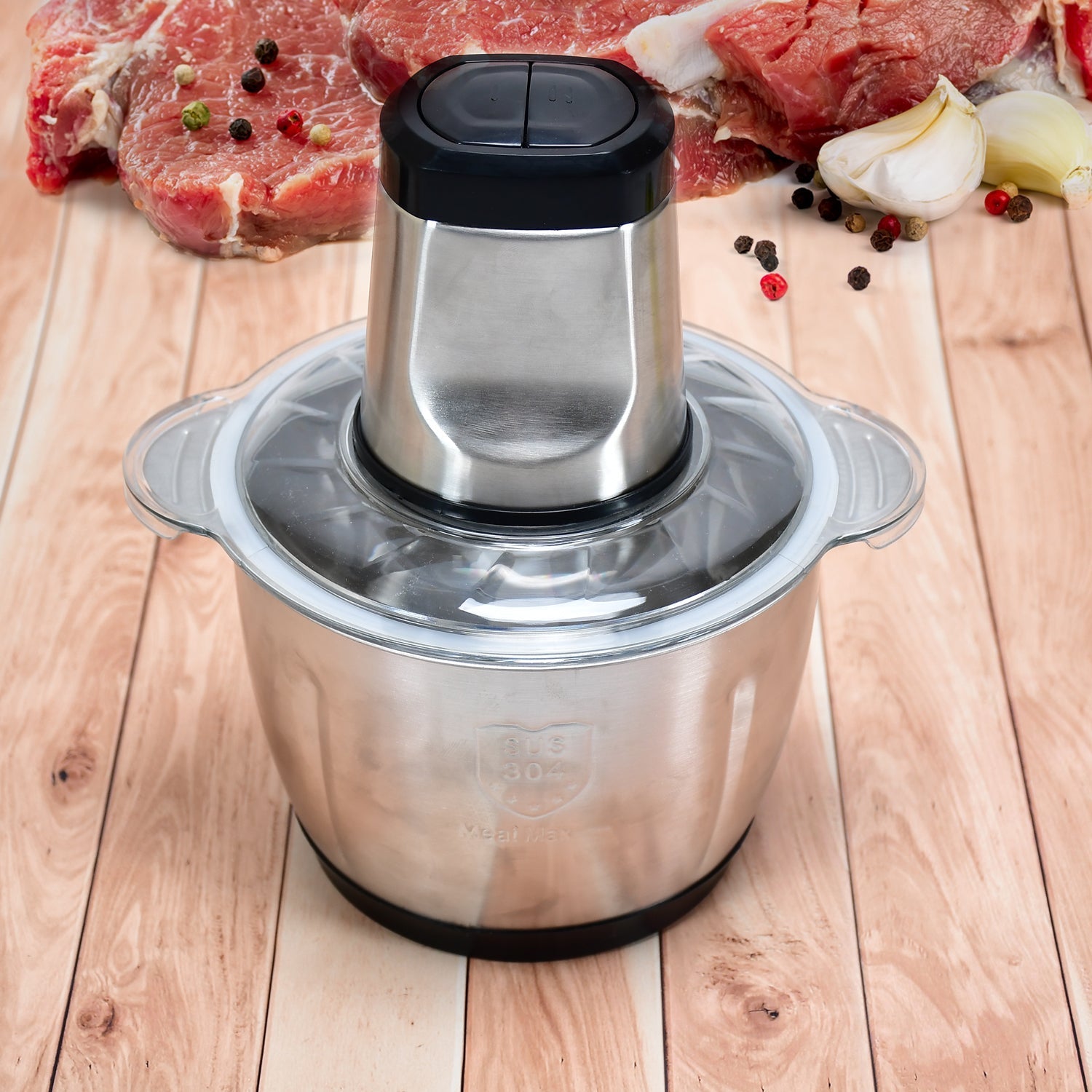 Stainless Steel Electric Meat Grinders with Bowl Heavy for Kitchen Food Chopper, Meat, Vegetables, Onion , Garlic Slicer Dicer, Fruit & Nuts Blender (3L) - Springkart 