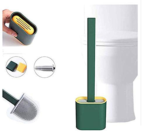 Silicone Toilet Brush with Holder Stand for Bathroom Cleaning - Springkart 