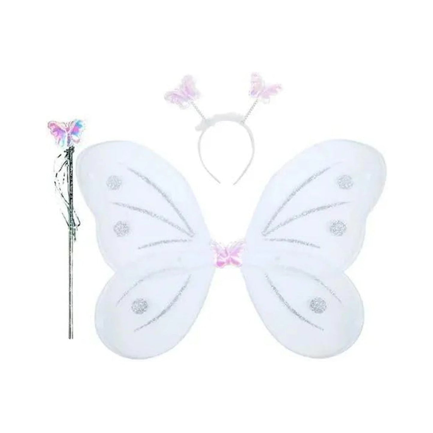 Baby Girl's Fairy Nylon Butterfly Wings Costume Butterfly Fairy Angel Wing| Wand And Hairband Multi- Color For Party (1pc) - Springkart 
