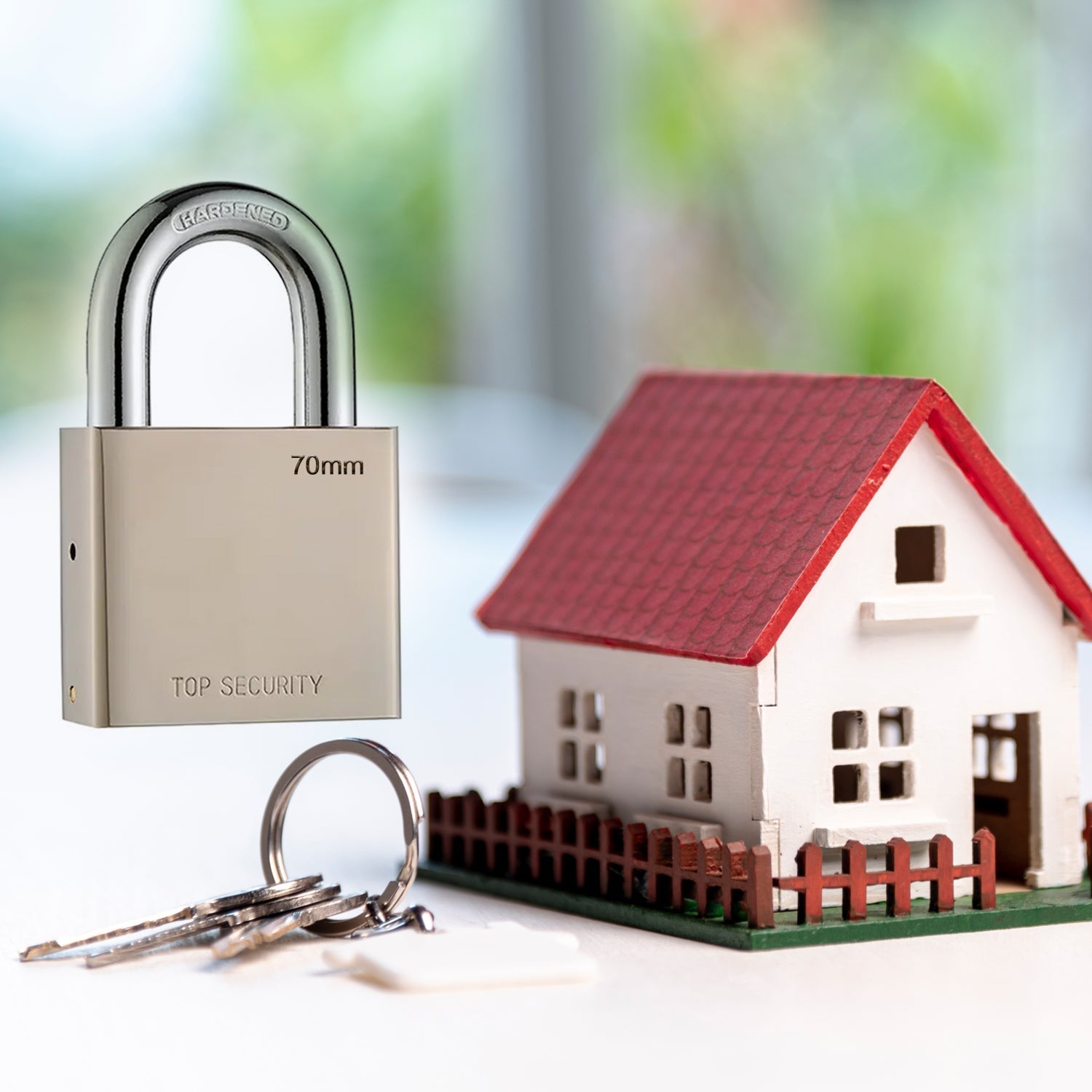 Heavy Steel Premium Square Padlock 70mm With 4 Keys | Multipurpose Hardened Shackle Padlock for Door, Gate, Shutter and Home - Springkart 