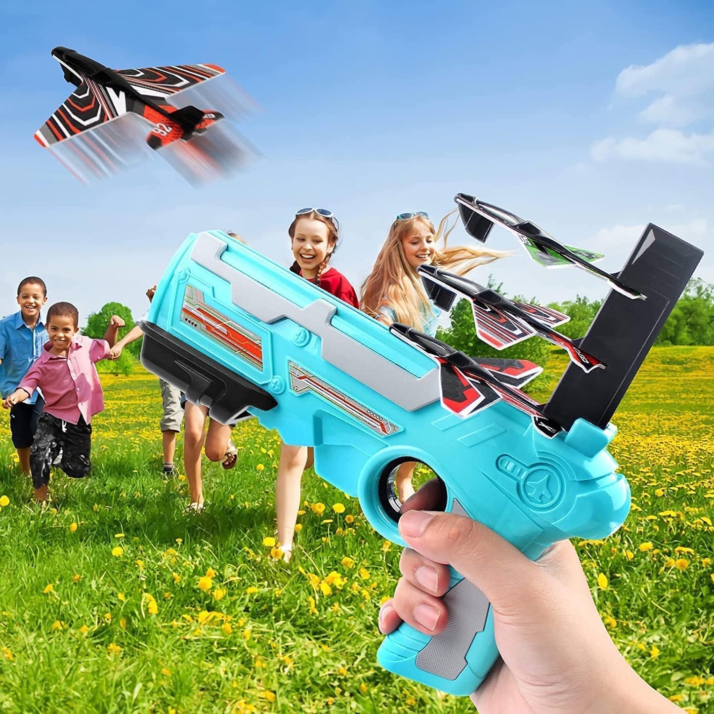 Airplane Launcher Toy with Foam Planes, 5-Pack - Springkart 