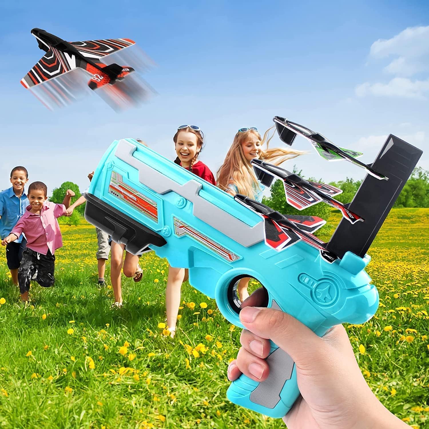 Airplane Launcher Toy with Foam Planes, 5-Pack - Springkart 