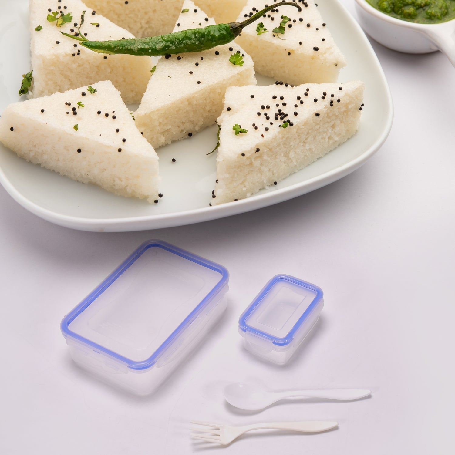 Multipurpose Air Tight 4 Side Lock Food Grade Lunch Box With Small Square Container - Springkart 