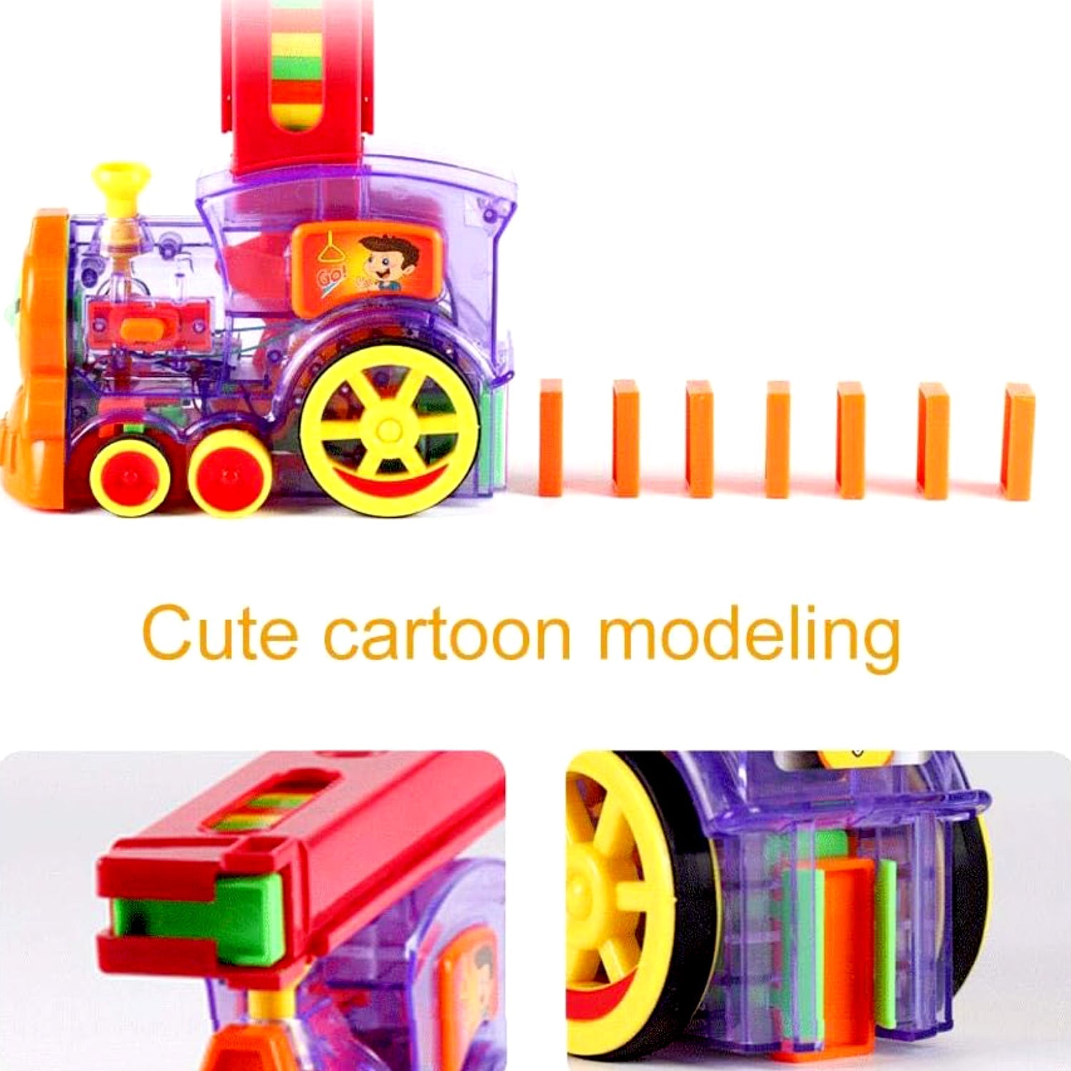 Play Game Transparent Funny Train Engine with Blocks Set 60 Blocks Toy with Music and Lights Automatic Blocks Toy Train Set for Kids ( Batteries not included) - Springkart 