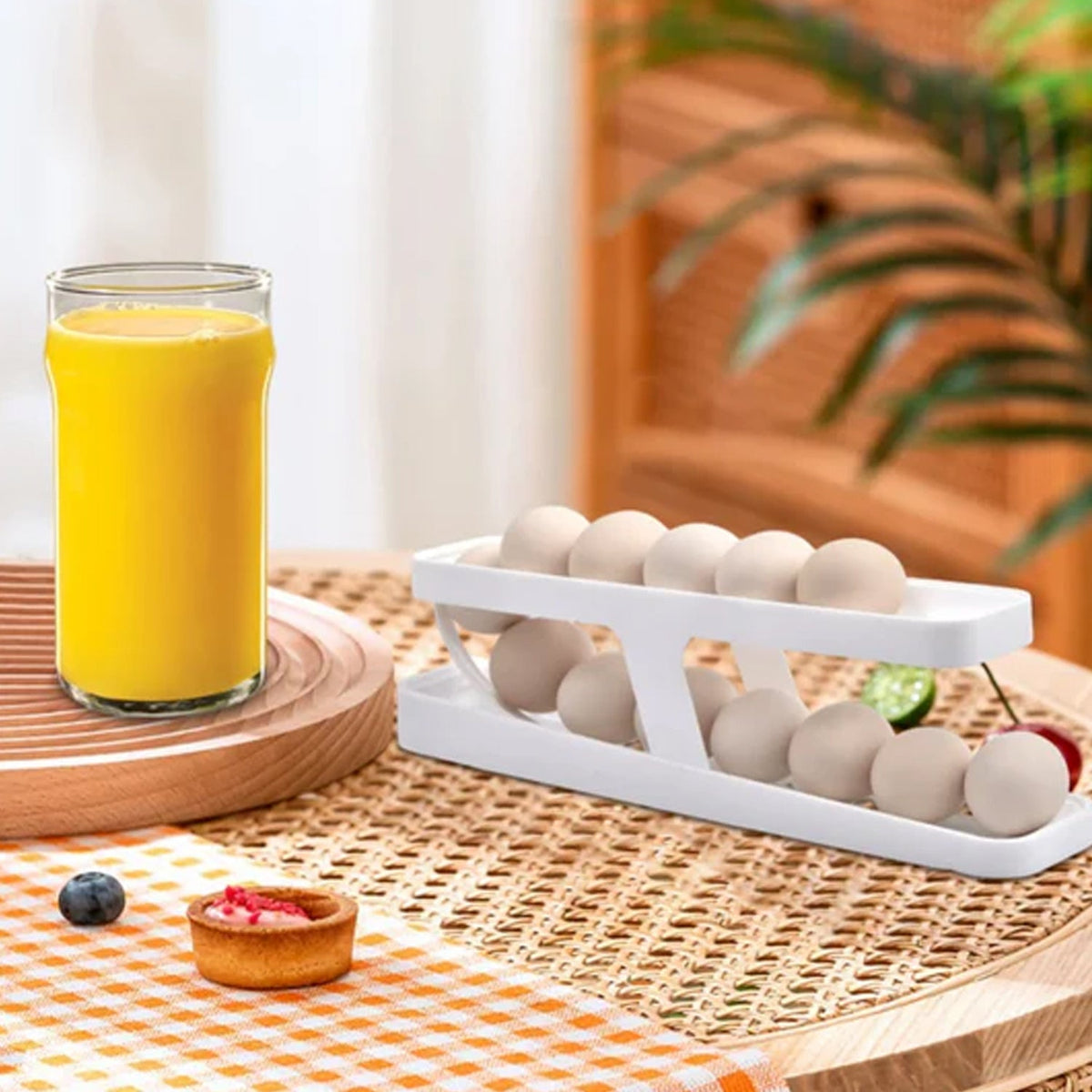 Plastic 2-Tier Rolling Egg Dispenser For 12-14 Eggs (1 Pc) - Springkart 