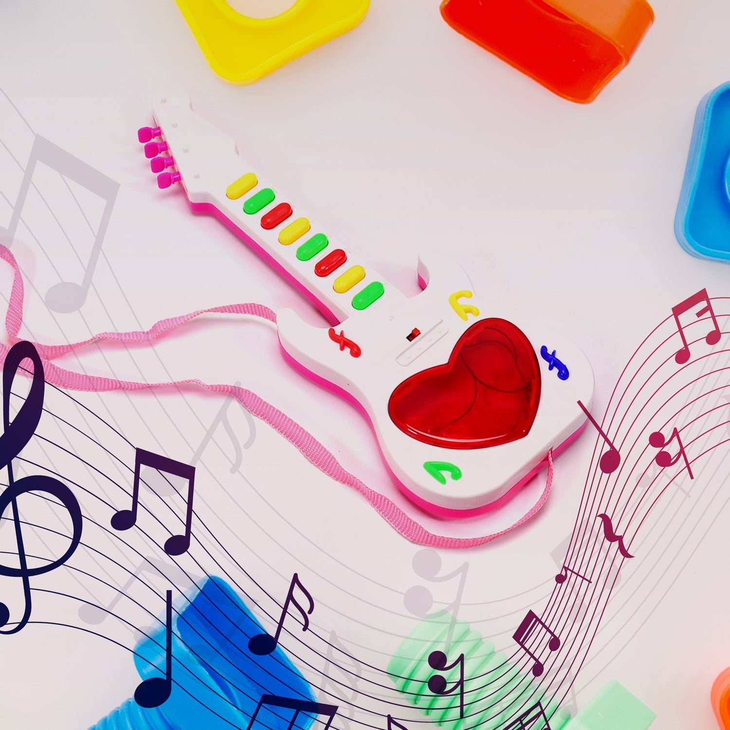 Battery Operated Musical Instruments Mini Guitar Toys and Light for 3+Years Old Kids. - Springkart 
