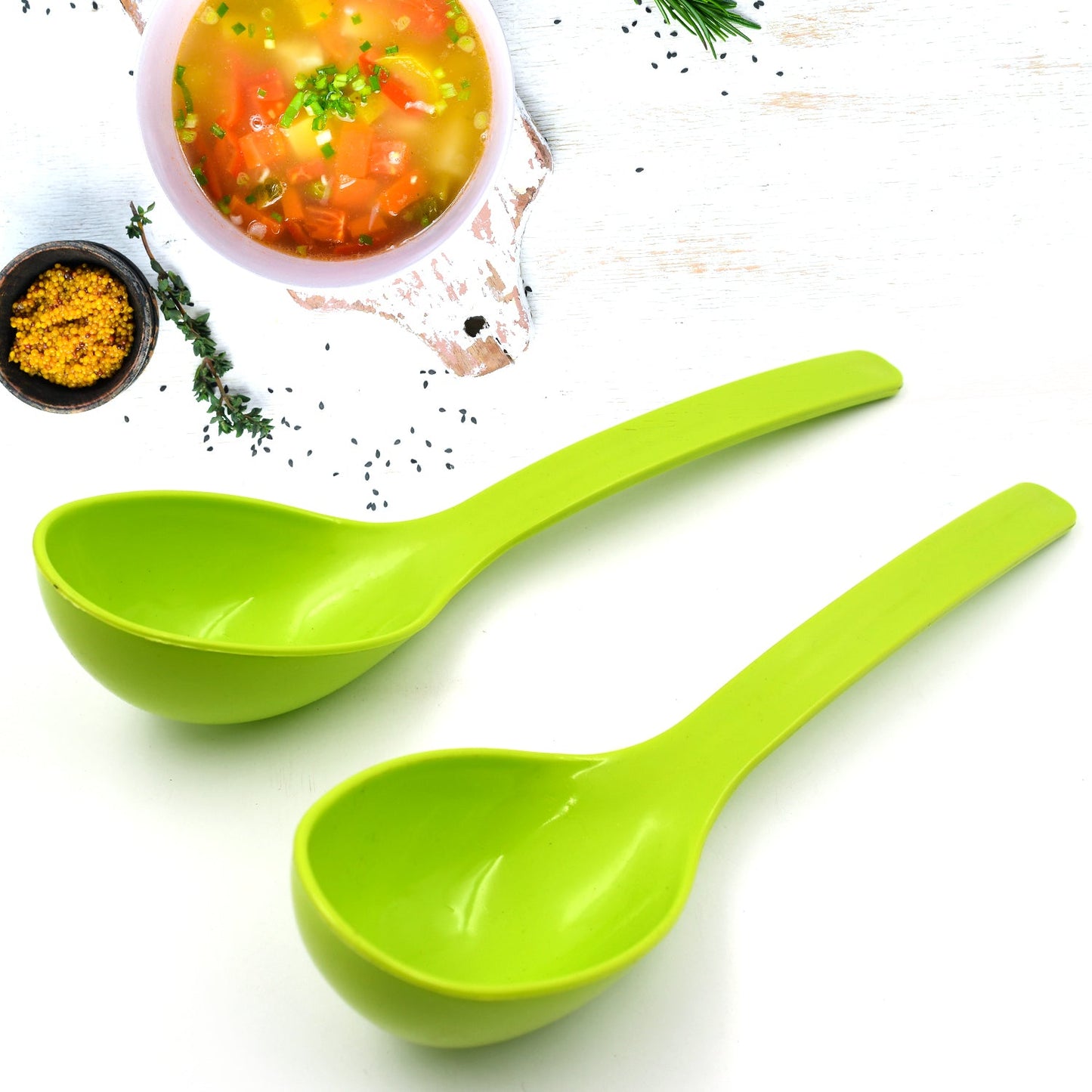 Plastic Spoon Kitchen Multipurpose Serving Ladle for Frying, Serving, Turner, Curry Ladle, Serving Rice, Spoon Used While Eating and Serving Food Stuffs Etc (2 Pcs Set / 10 Inch ) - Springkart 