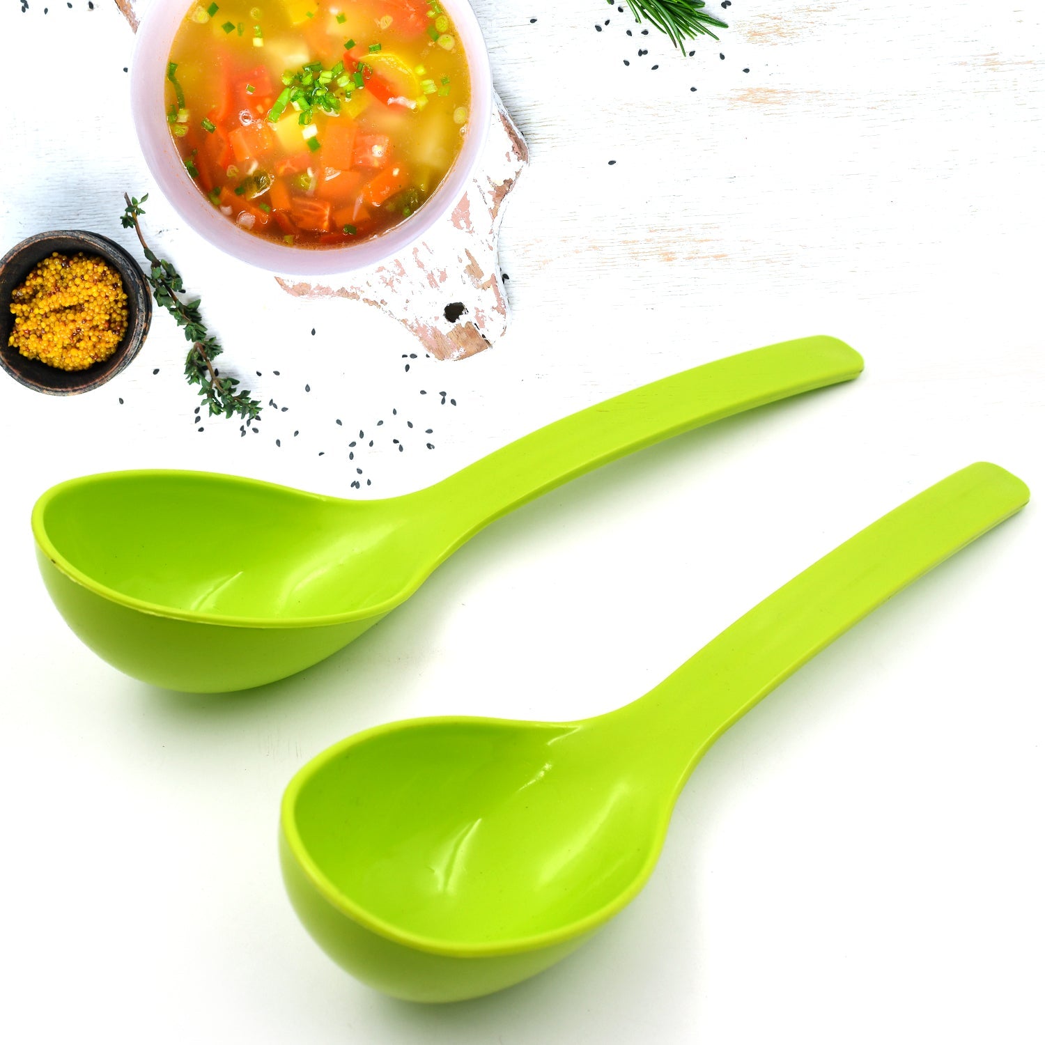 Plastic Spoon Kitchen Multipurpose Serving Ladle for Frying, Serving, Turner, Curry Ladle, Serving Rice, Spoon Used While Eating and Serving Food Stuffs Etc (2 Pcs Set / 10 Inch ) - Springkart 