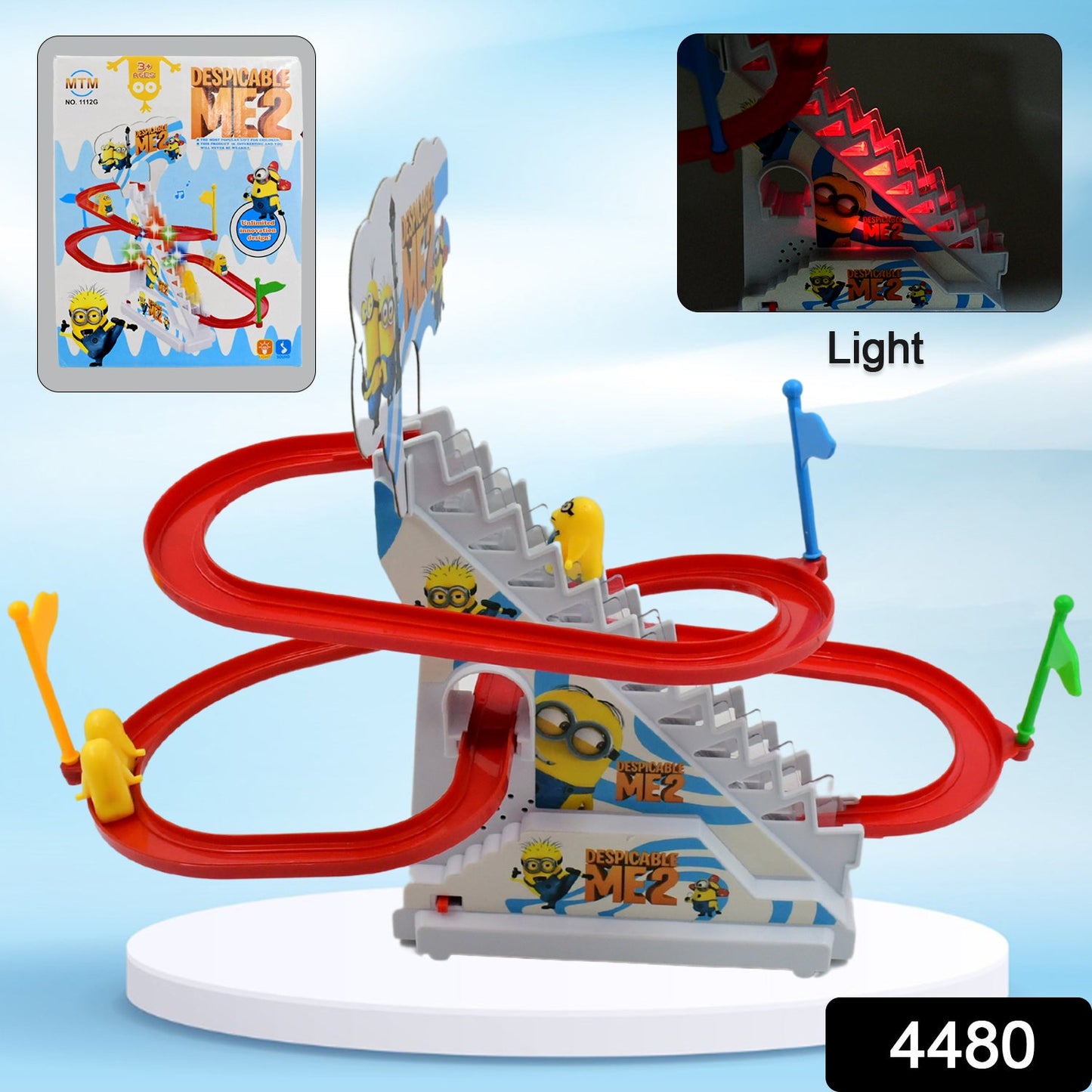Ducks Climb Stairs Toy Roller Coaster, Electric Duck Chasing Race Track Set, Fun Duck Stair Climbing Toy with Flashing Lights Music and 3 Ducks, Small Ducks Climbing Toys - Springkart 