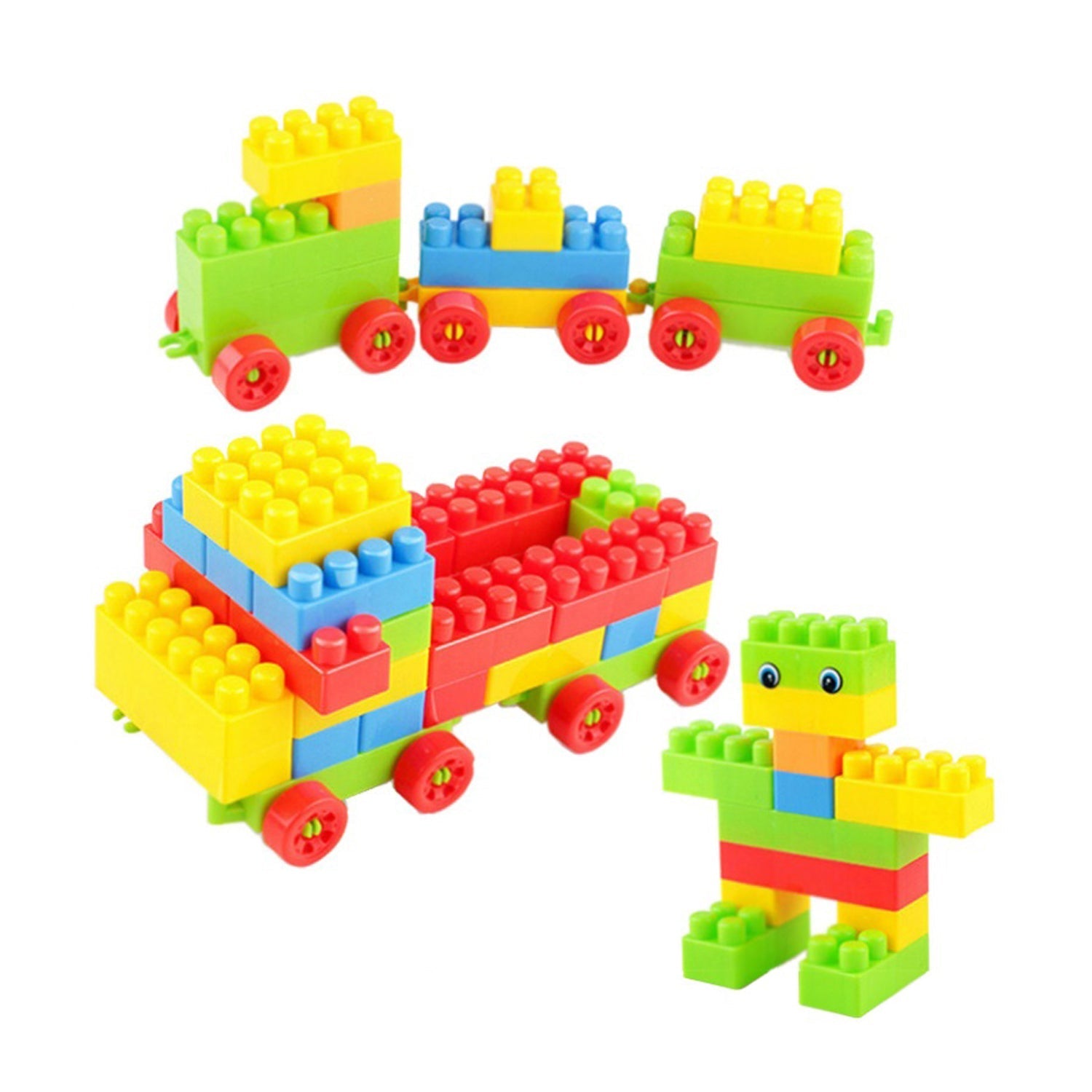 Blocks Set for Kids, Play Fun and Learning Blocks for Kids Games for Children Block Game Puzzles Set Boys, Children (Multicolor, 60 Bricks Blocks) - Springkart 
