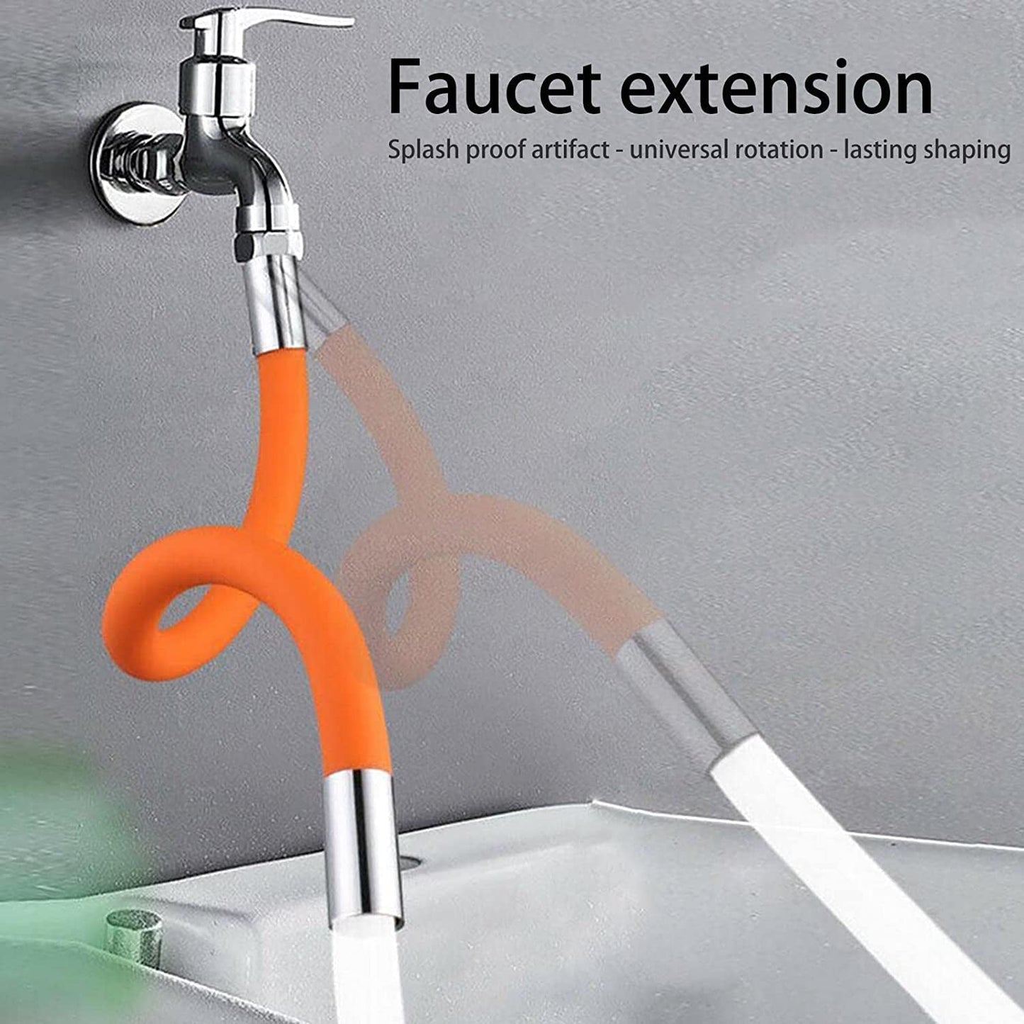 Flexible Water Tap Extender, Universal Foaming Extension Tube with Connector, 360 Free Bending Faucet Extender, Adjustable Sink Drain Extension (46cm)