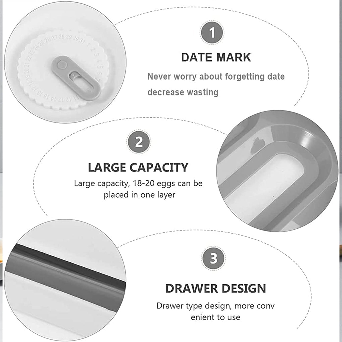 Egg Storage Box Plastic Egg Drawer Fridge Egg Organizer Egg Keeper Refrigerator Egg Drawer Plastic Egg Carton Covered Egg Holder Pantry Egg Bin Household Egg Tray (1 Pc) - Springkart 