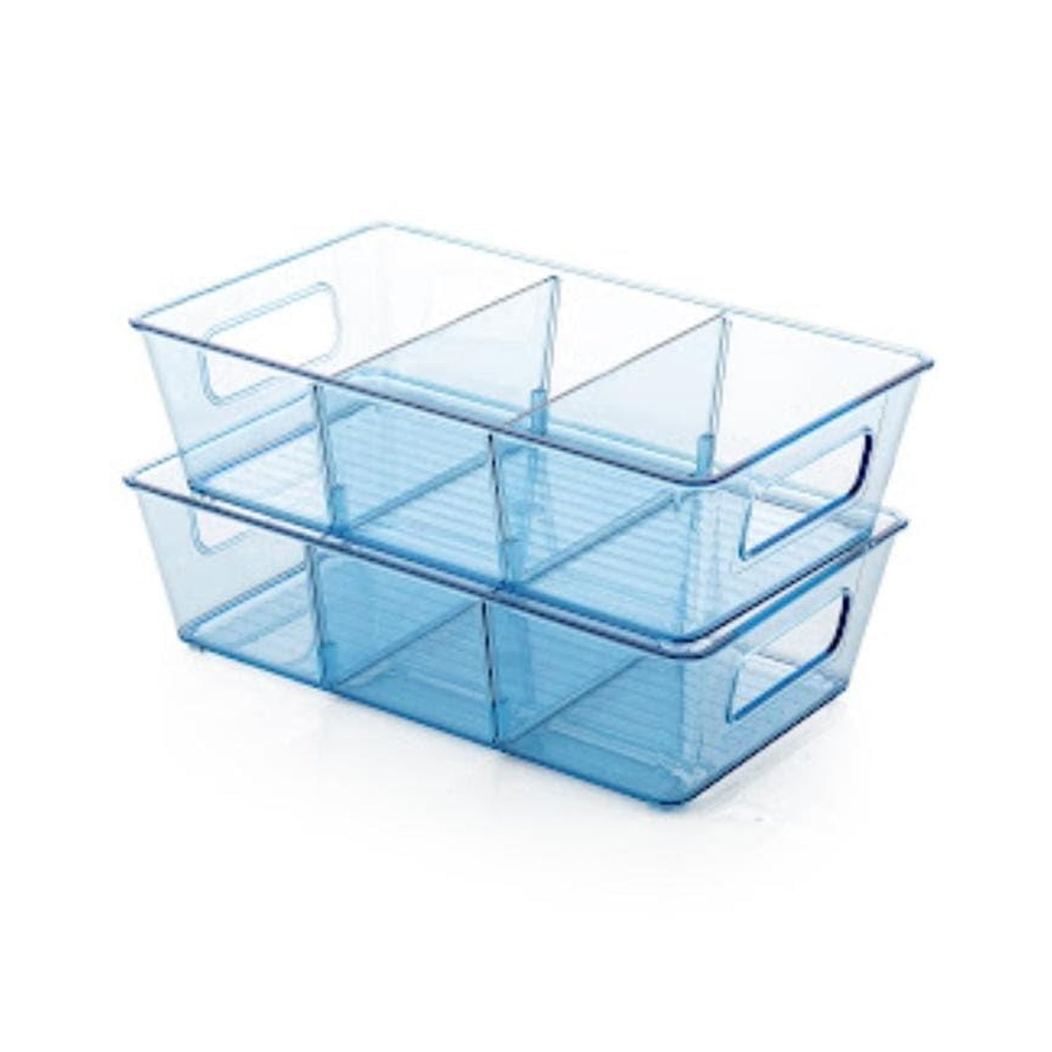 Plastic Refrigerator Organizer Bins, Set Of 2 Stackable Fridge Organizers with Handle, Clear Organizing Food Fruit Vegetables Pantry Storage Bins for Freezer kitchen Cabinet Organization and Storage (2 Pcs Set Mix Color) - Springkart 