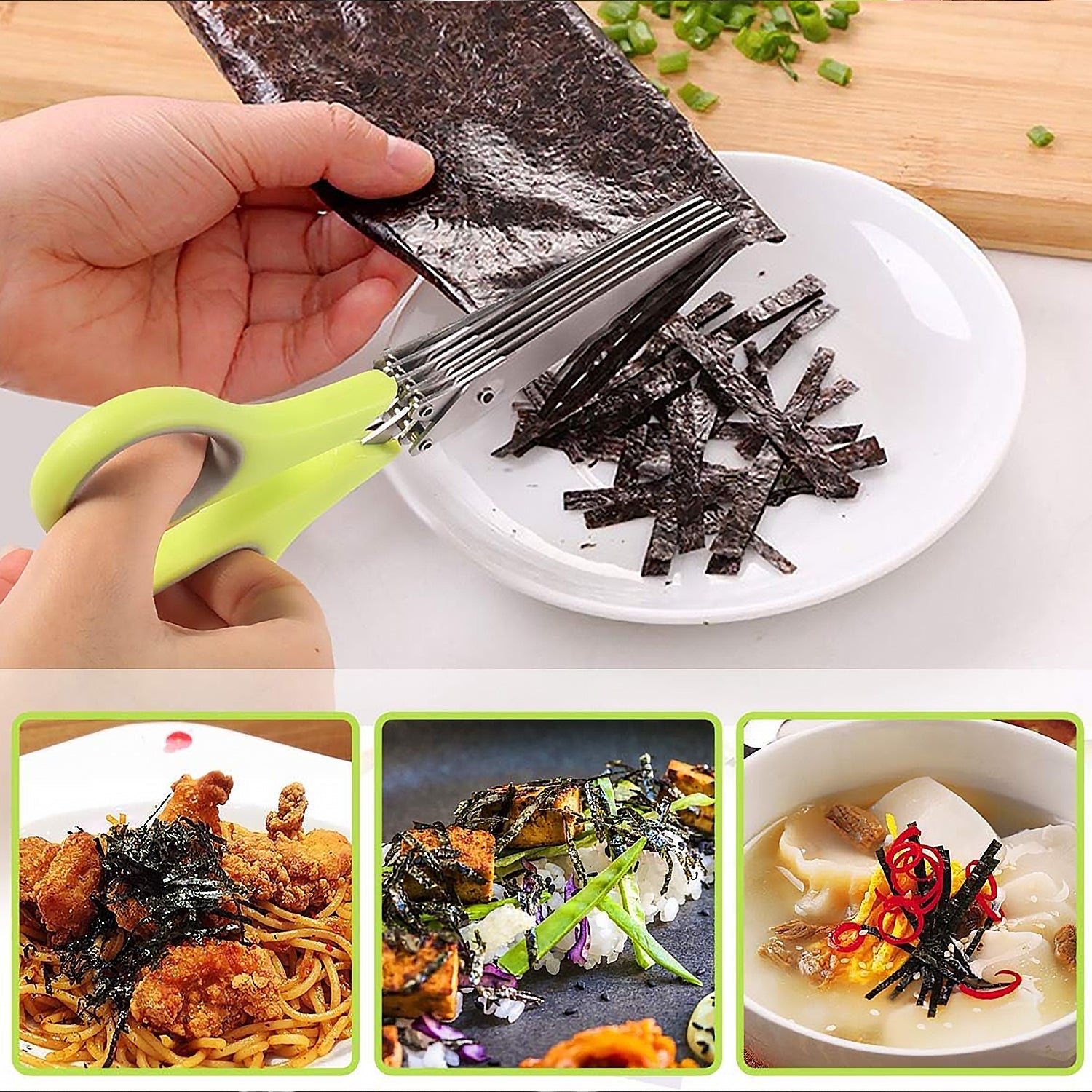 Herb Cutter Scissors 5 Blade Scissors Kitchen Multipurpose Cutting Shear with 5 Stainless Steel Blades & Safety Cover & Cleaning Comb Cilantro Scissors Sharp Shredding Shears Herb Scissors Set - Springkart 