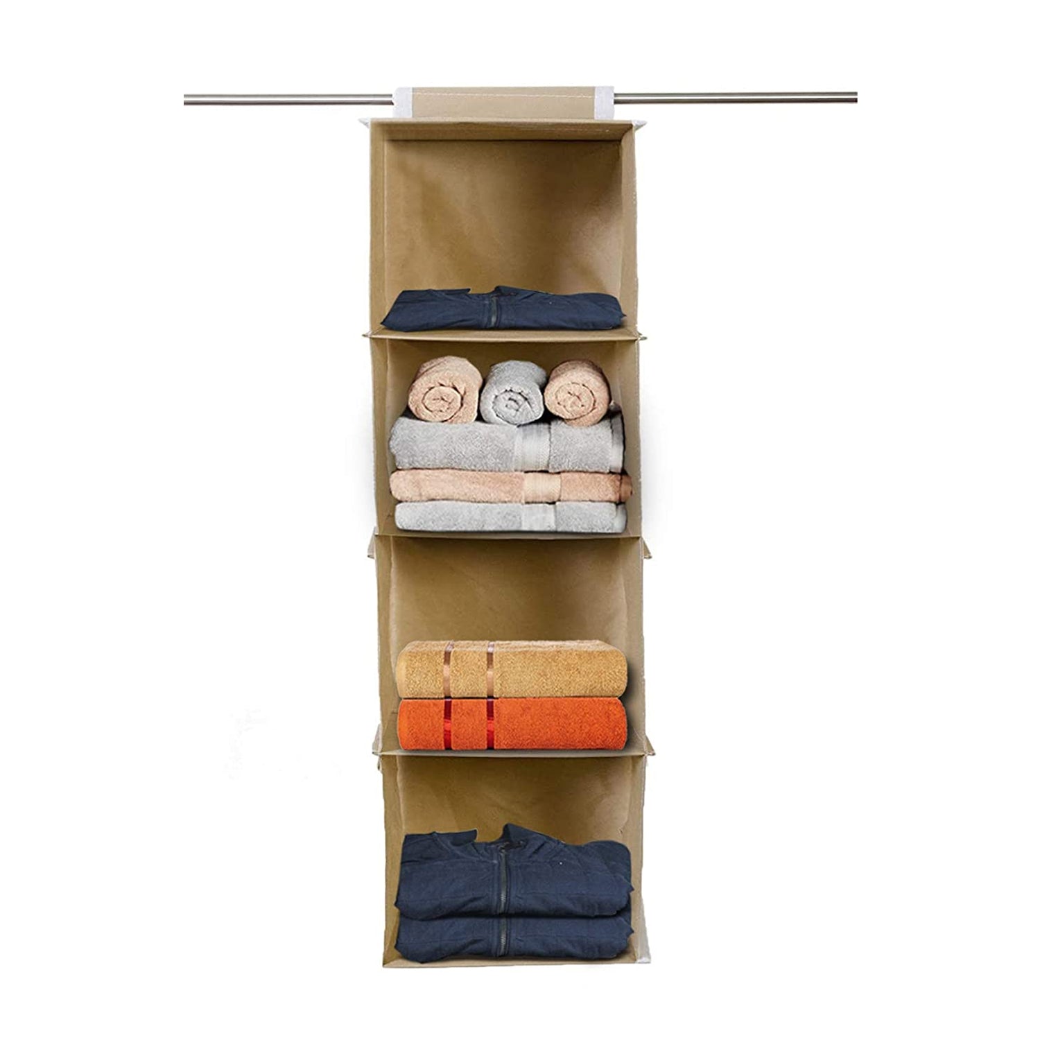 Fabric Hanging 4-Shelf Closet Cloth Organizer - Springkart 