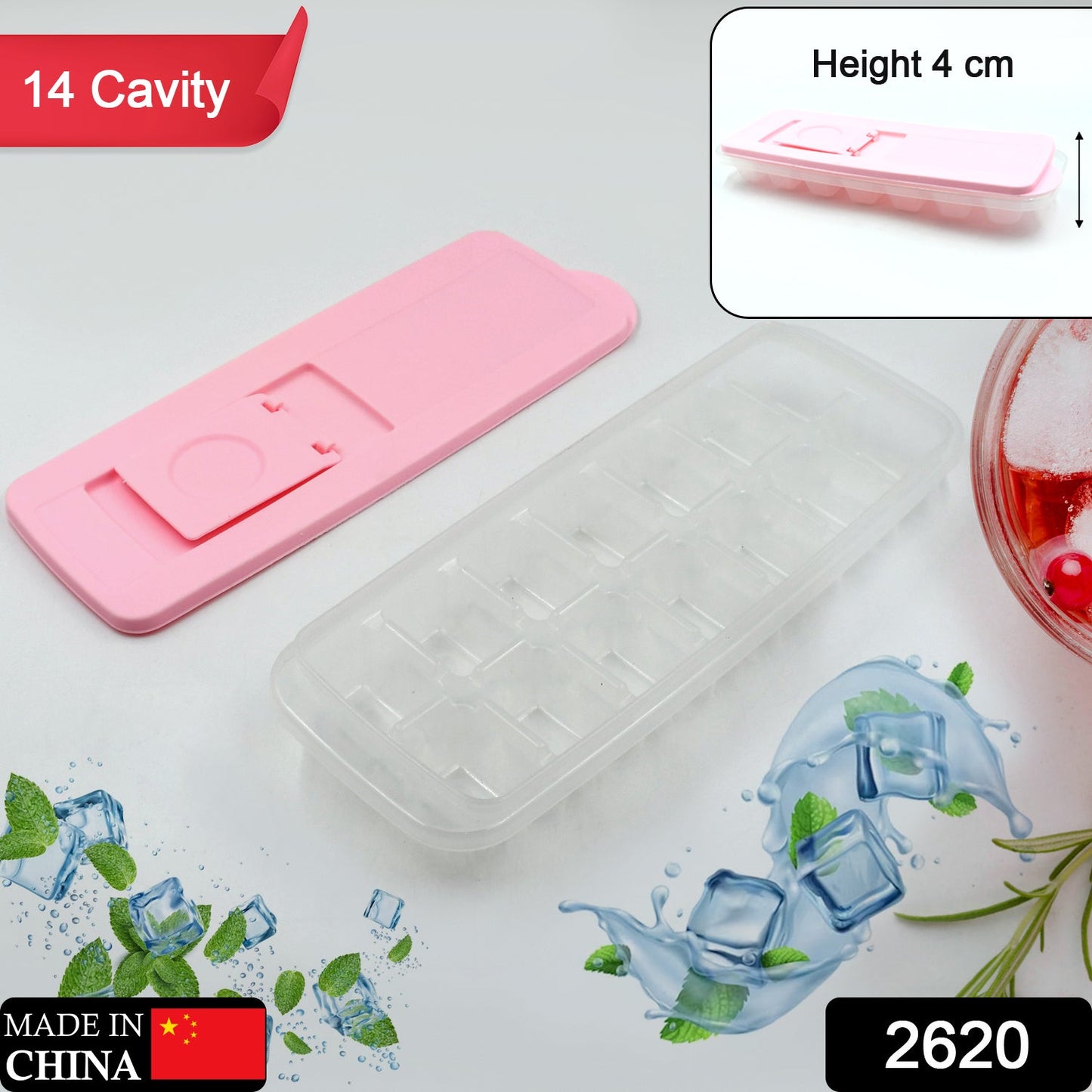 Ice Cube Trays, Ice Tray Food Grade Flexible Silicone Ice Cube Tray Molds with Lids, Easy Release Ice Trays Make 14 Ice Cube, Stackable Dishwasher Safe - Springkart 