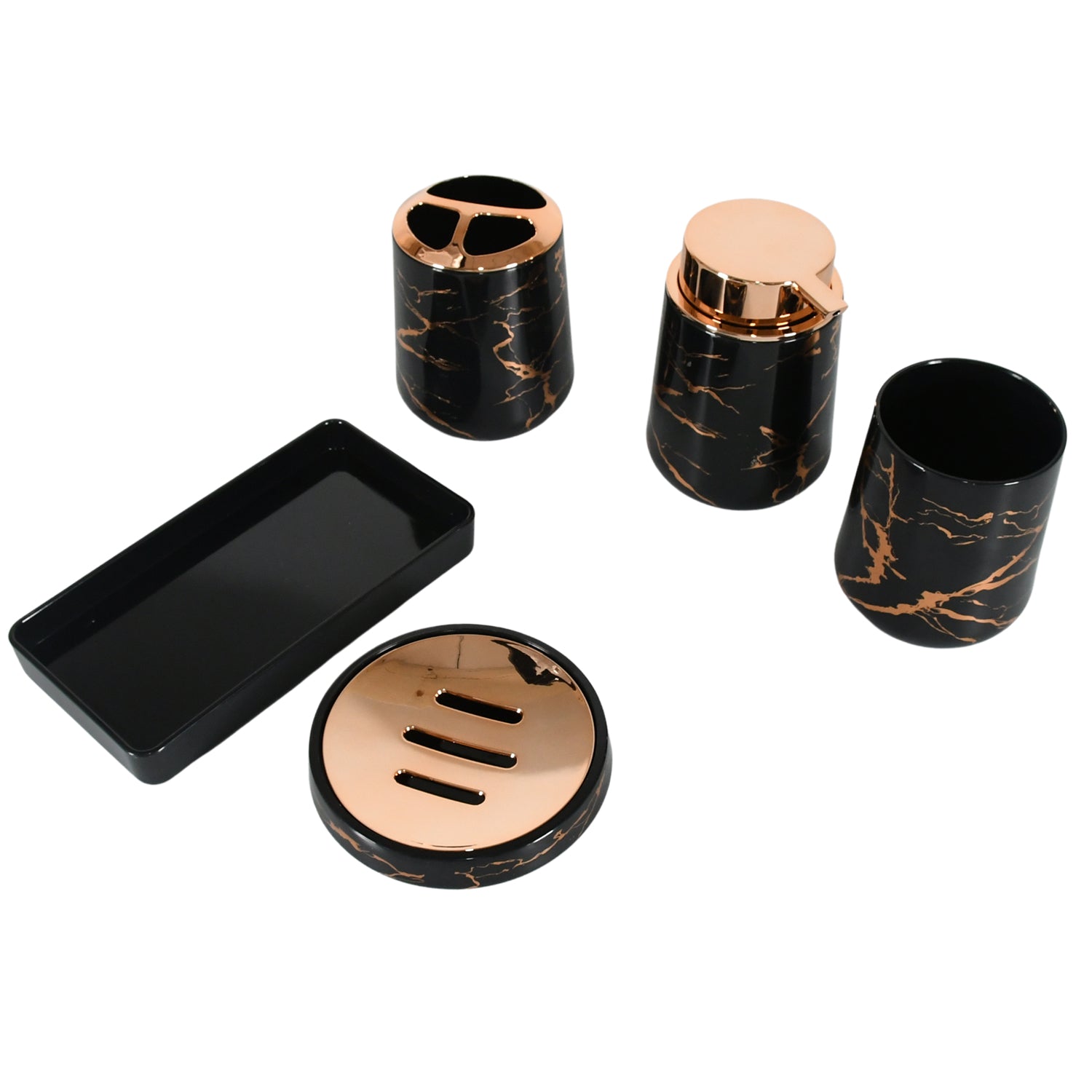 Bathroom Accessory Set Bathroom Decor Premium Quality (5 PCS) 1 X Tumbler,1 X Dispenser,1 X Toothbrush Holder, 1 X Soap Dish & 1 X Tray - Springkart 