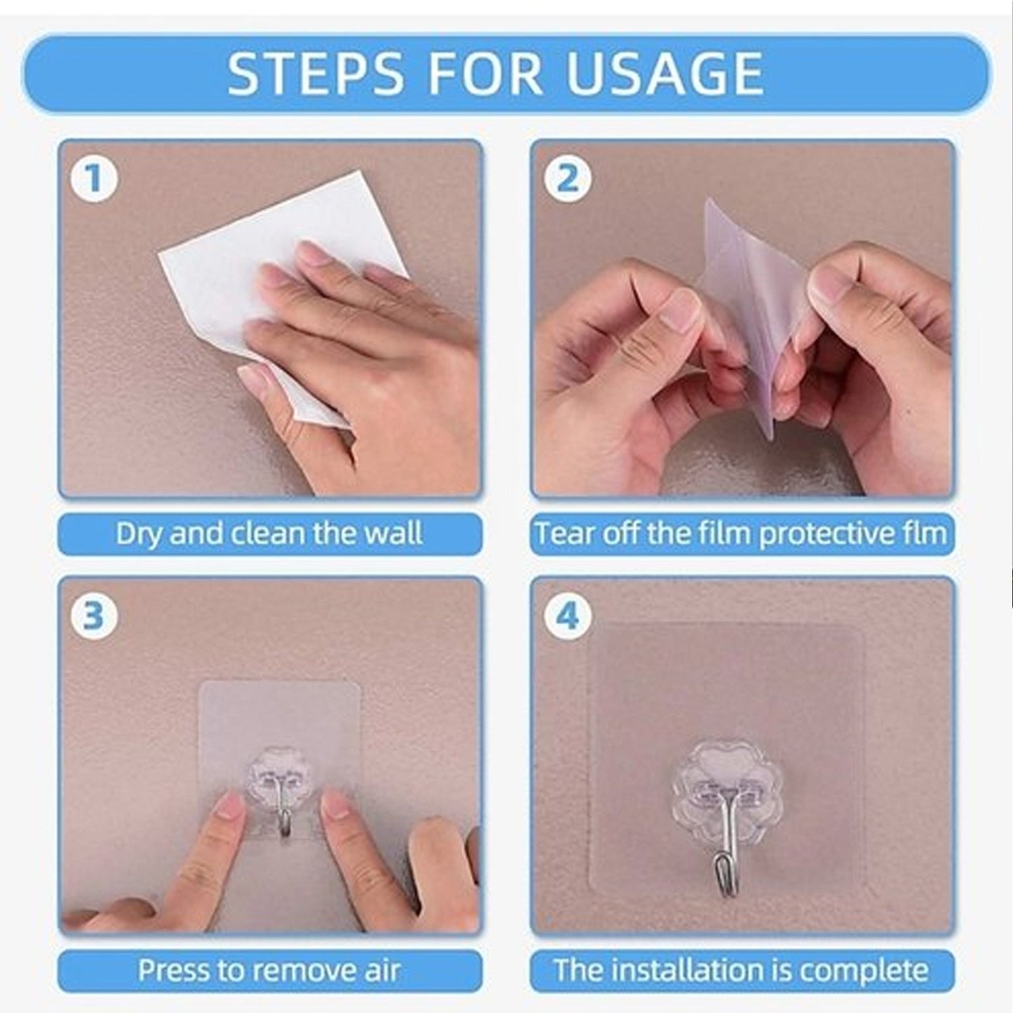 Plastic Self-Adhesive Kitchen 3Pc Hooks - Springkart 