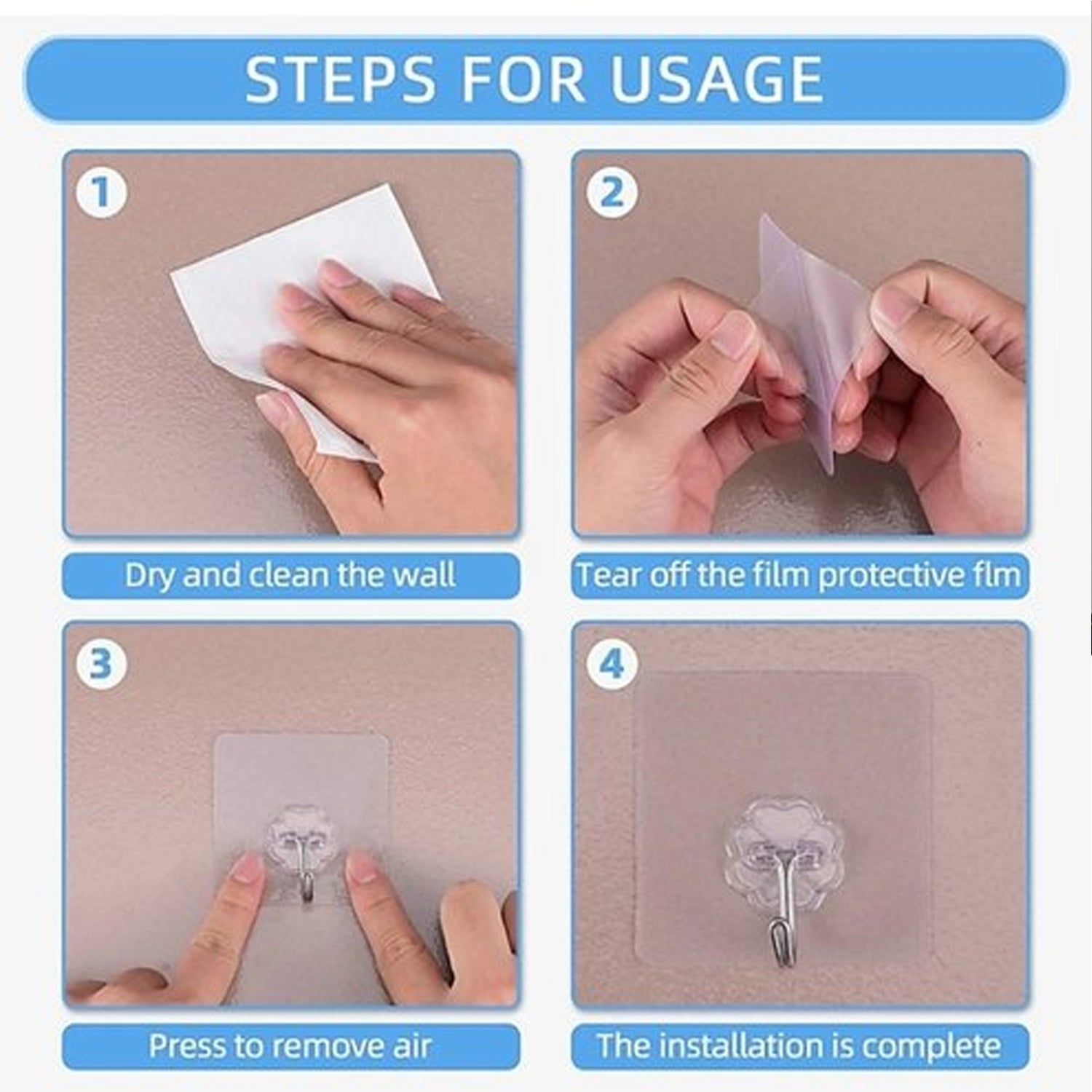 Plastic Self-Adhesive Kitchen 3Pc Hooks - Springkart 