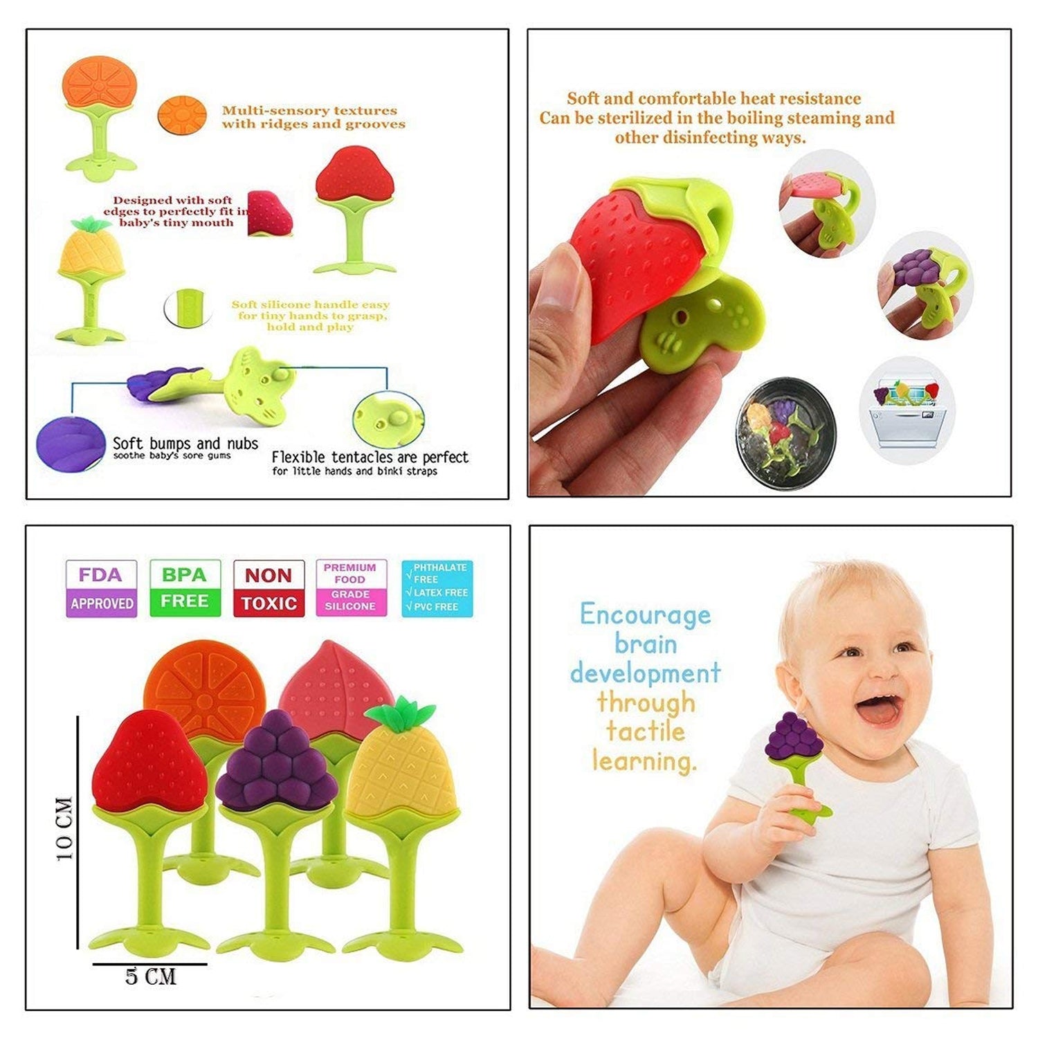 Silicone Fruit Teether Toy for Babies & Toddlers - Springkart 