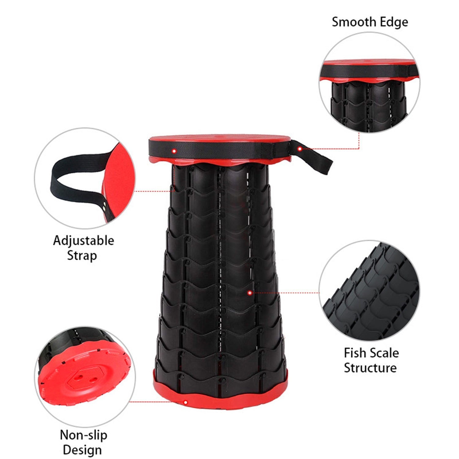 Foldable Retractable Height Adjusting Stool Space Saving Telescopic Stool for Fishing Hiking Stool for Adults and Kids. - Springkart 