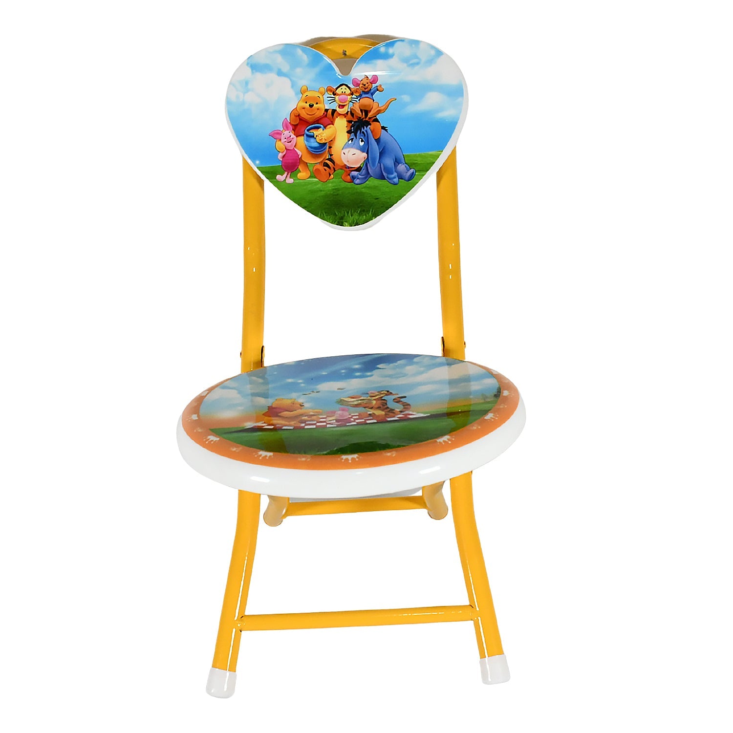 Heart Shape Kids Chair Cartoon Printed Foldable Kids / Children Folding Chair for Playrooms, Schools, Daycares, and Home. Metal and Fibre Body Picnic Beach Camping Chair (1 Pc) - Springkart 