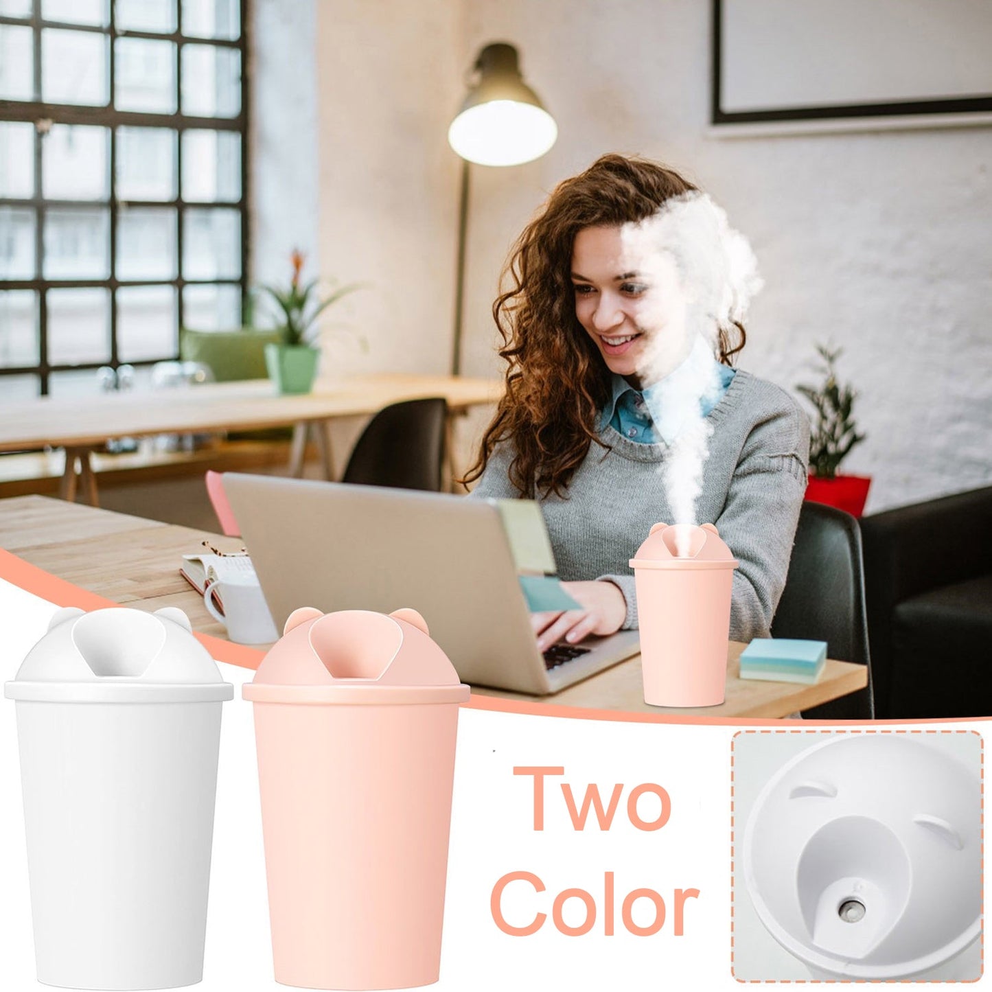 Cute Bear Shape USB Humidifiers Cup (1 Pc / Multicolor Light) - Springkart 